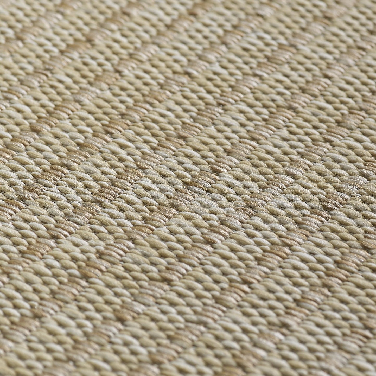 SIMPEX Outdoor Weatherproof Rug for Patio, Balcony, Garden, Kitchen, Plain Design, Flat Weave, Sisal Look, Washable Rug, Size: 140 x 200 cm, Colour: Beige