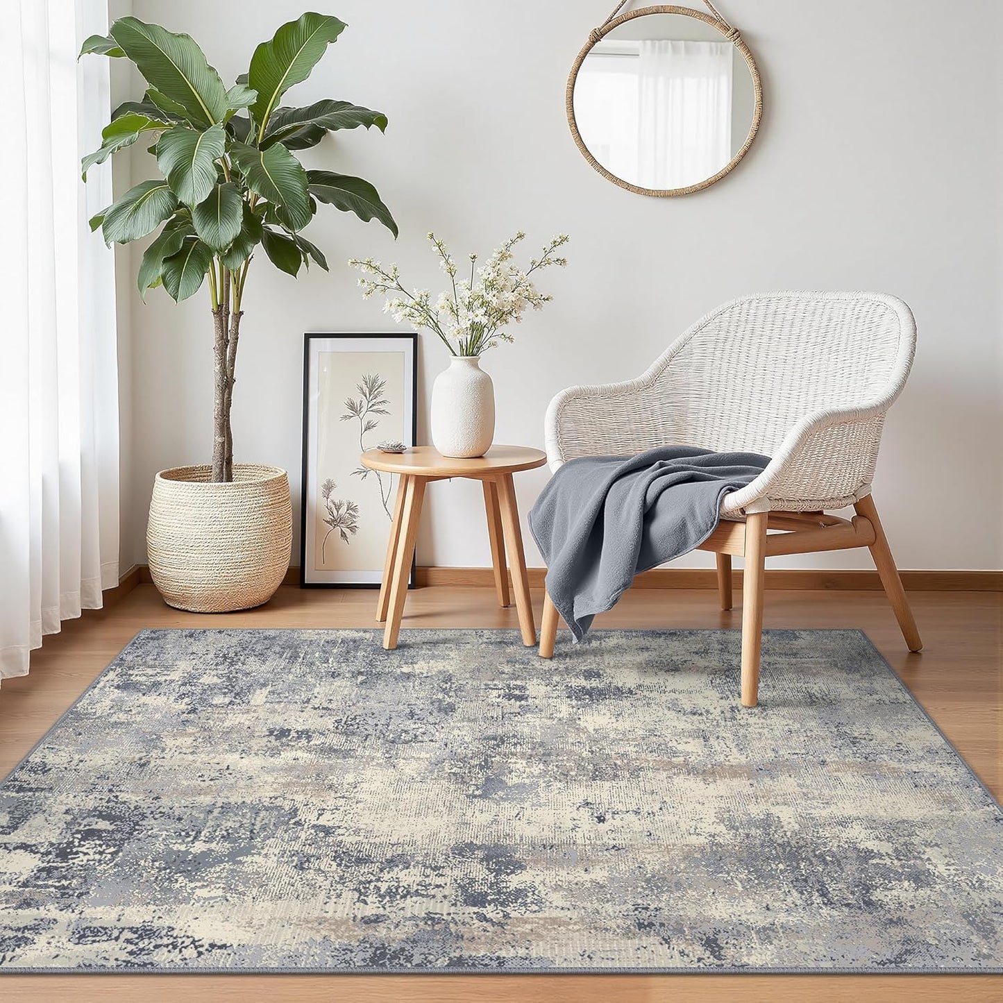 BEIMO Waschbarer Teppich Wohnzimmer, Abstrakt Design Teppich Schlafzimmer Kurzflor, Groß Teppiche rutschfest Weiche für Badezimmer Esszimmer Flur, 120x170cm