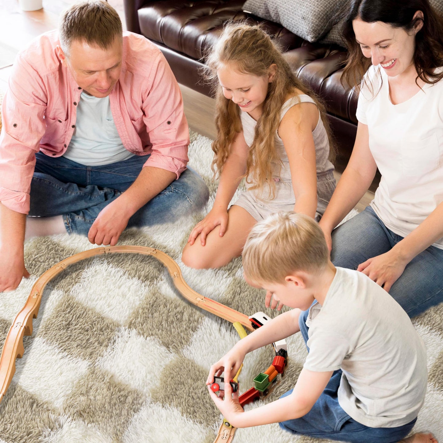 BYBSRLL Checked Rug Pink and White 120 x 180 cm High Pile Soft Fluffy Cuddly Rug Washable Rug Living Room Bedroom Children's Room Girls Non-Slip Rugs for Living Room