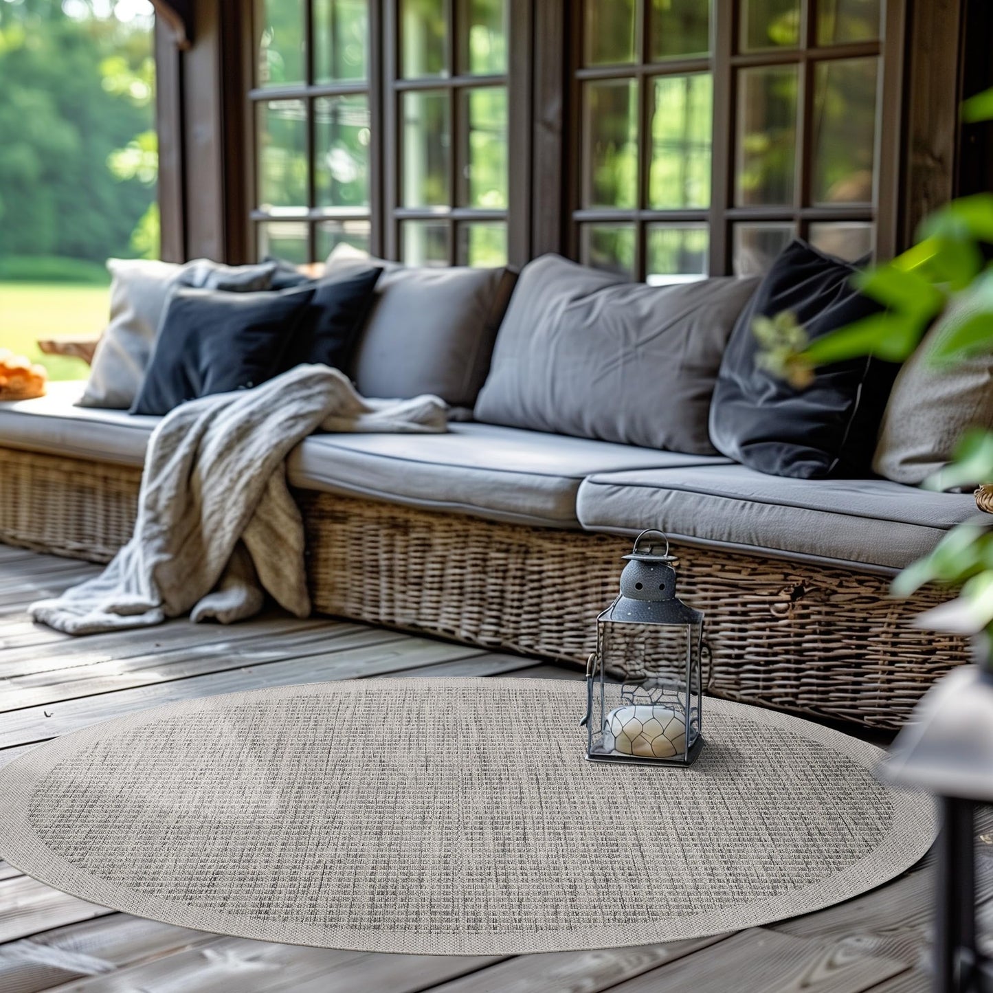 SIMPEX Outdoor Weatherproof Rug for Patio, Balcony, Garden, Kitchen, Plain Design, Flat Weave, Sisal Look, Washable Rug, Size: 140 x 200 cm, Colour: Beige