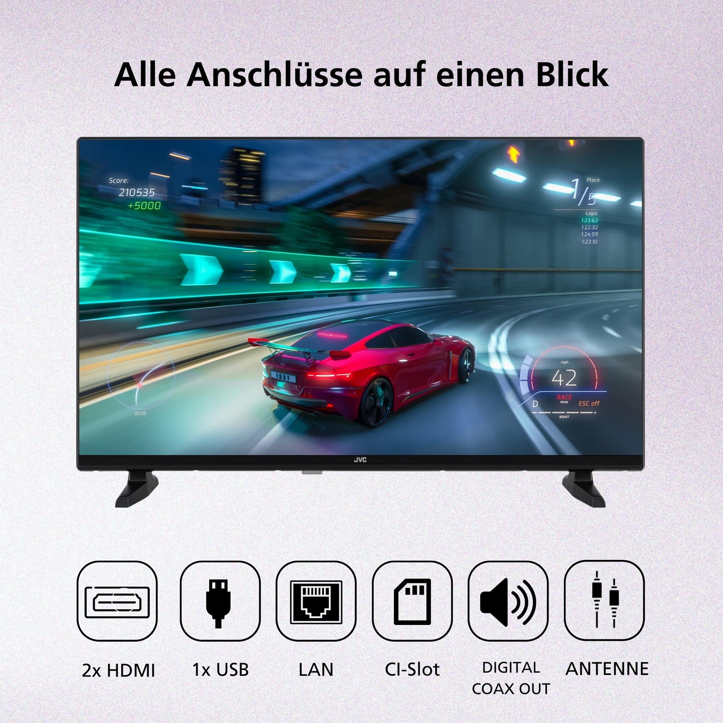 JVC Fernseher 24 Zoll Fire TV HD-Ready Smart TV HDR Fernseher mit Alexa Sprachsteuerung und Triple Tuner, LED TV LT-24VRH3555 (2026)