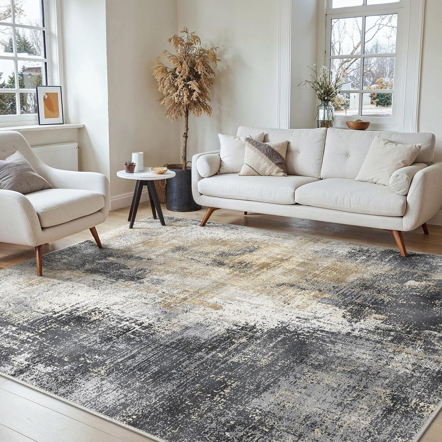 BEIMO Waschbarer Teppich Wohnzimmer, Abstrakt Design Teppich Schlafzimmer Kurzflor, Groß Teppiche rutschfest Weiche für Badezimmer Esszimmer Flur, 120x170cm