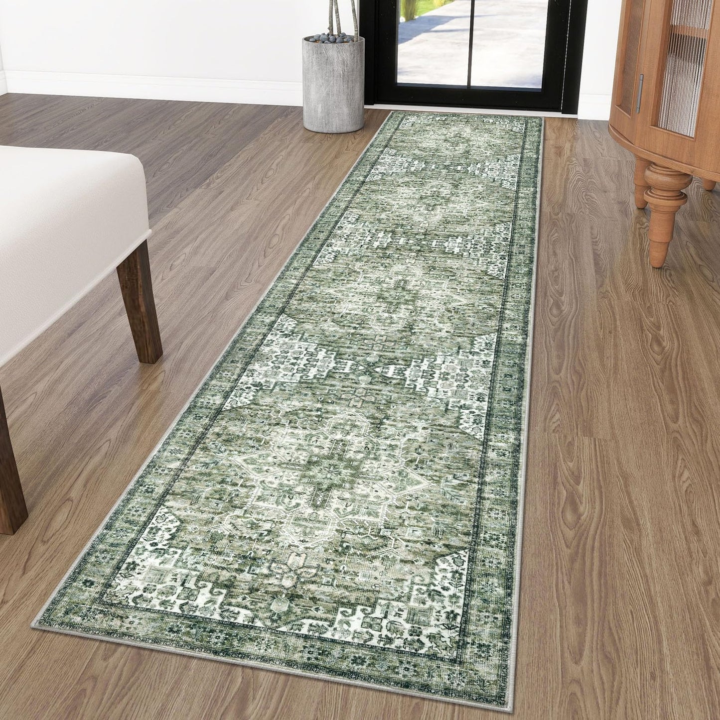 2x3 Blue Washable Rug for Entrance, Soft Traditional Area Rug, Non-Slip Printed Kitchen Rugs, Low-Pile Medallion Indoor Door Mat, Small Farmhouse Carpet for Entryway Kitchen Foyer Bedside