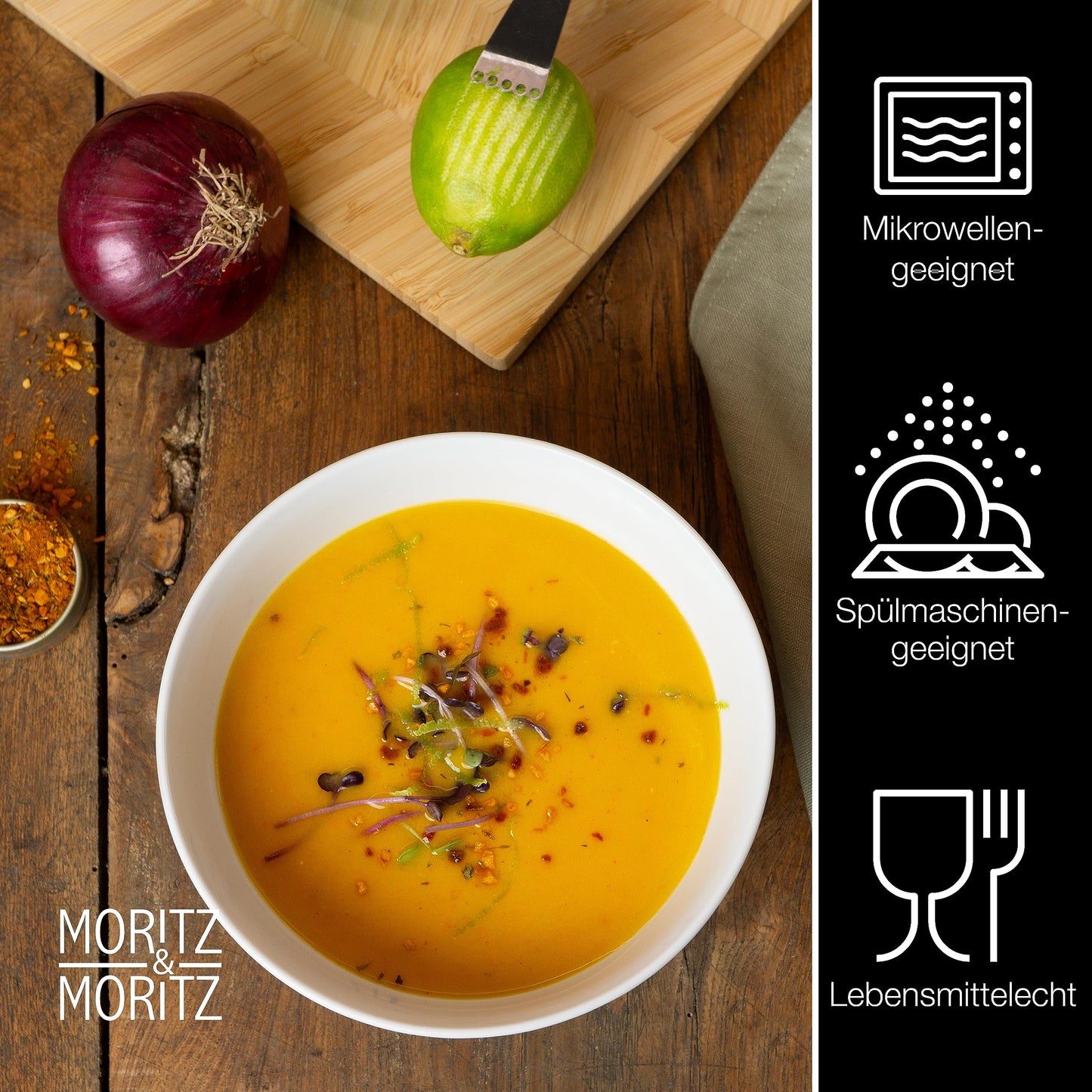 Moritz & Moritz BASIC Kaffeetassen Set 6-teilig - ca. 300ml aus hochwertigem Porzellan in klassischem Weiß - Perfekt für Kaffee, Tee, heiße Schokolade, Cappuccino
