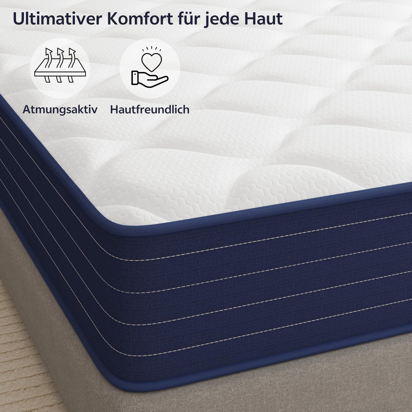 PurrJoys Mattress 140 x 200 x 25 cm - Pocket Spring Core & Memory Foam, Medium Hardness, Breathable, Movement Insulating, CertiPUR-US & Oeko-Tex, No Fibreglass