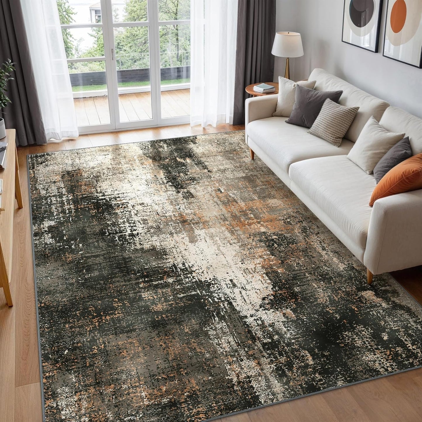 BEIMO Waschbarer Teppich Wohnzimmer, Abstrakt Design Teppich Schlafzimmer Kurzflor, Groß Teppiche rutschfest Weiche für Badezimmer Esszimmer Flur, 120x170cm
