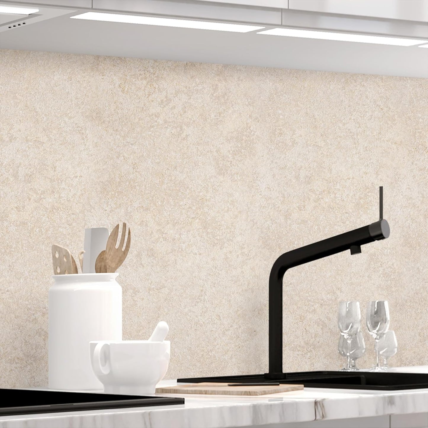 StickerProfis Küchenrückwand selbstklebend Matt-Optik - STEINWAND Ashlar - 1.8mm, Versteift, alle Untergründe, Hart PET Material, Premium 60 x 80cm
