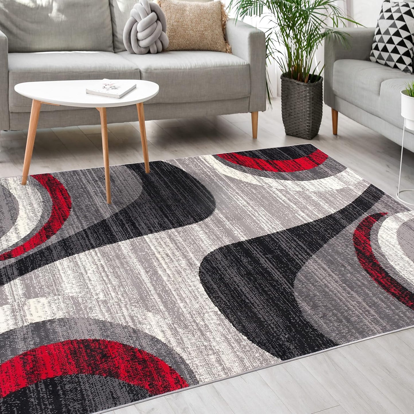 Mazovia Modern Rug, Short Pile, Oeko-Tex Rug for Living Room, Bedroom, Dining Room, Robust and Easy to Clean, Low Pile Height, Grey Yellow, 120 x 170 cm