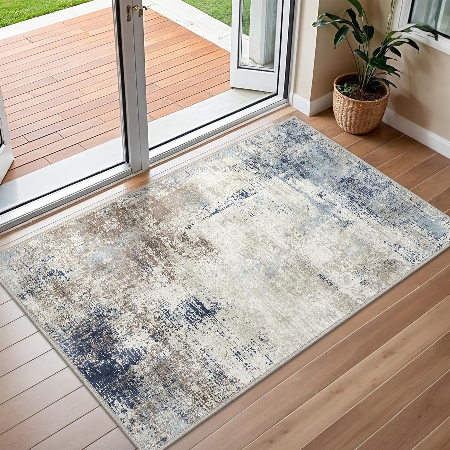 BEIMO Waschbarer Teppich Wohnzimmer, Abstrakt Design Teppich Schlafzimmer Kurzflor, Groß Teppiche rutschfest Weiche für Badezimmer Esszimmer Flur, 120x170cm