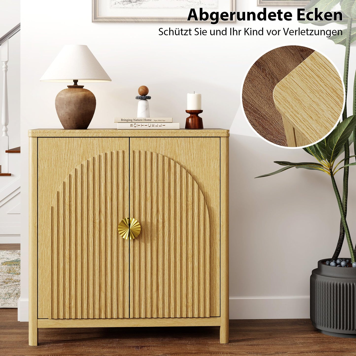 Lvifur Sideboard, Küchenschrank mit 2 Türen für Wohnzimmer, Küche, Esszimmer,80cm Breit Küchenbuffet aus Holz mit Arbeitsplatte & Ausreichend Stauraum für Flur