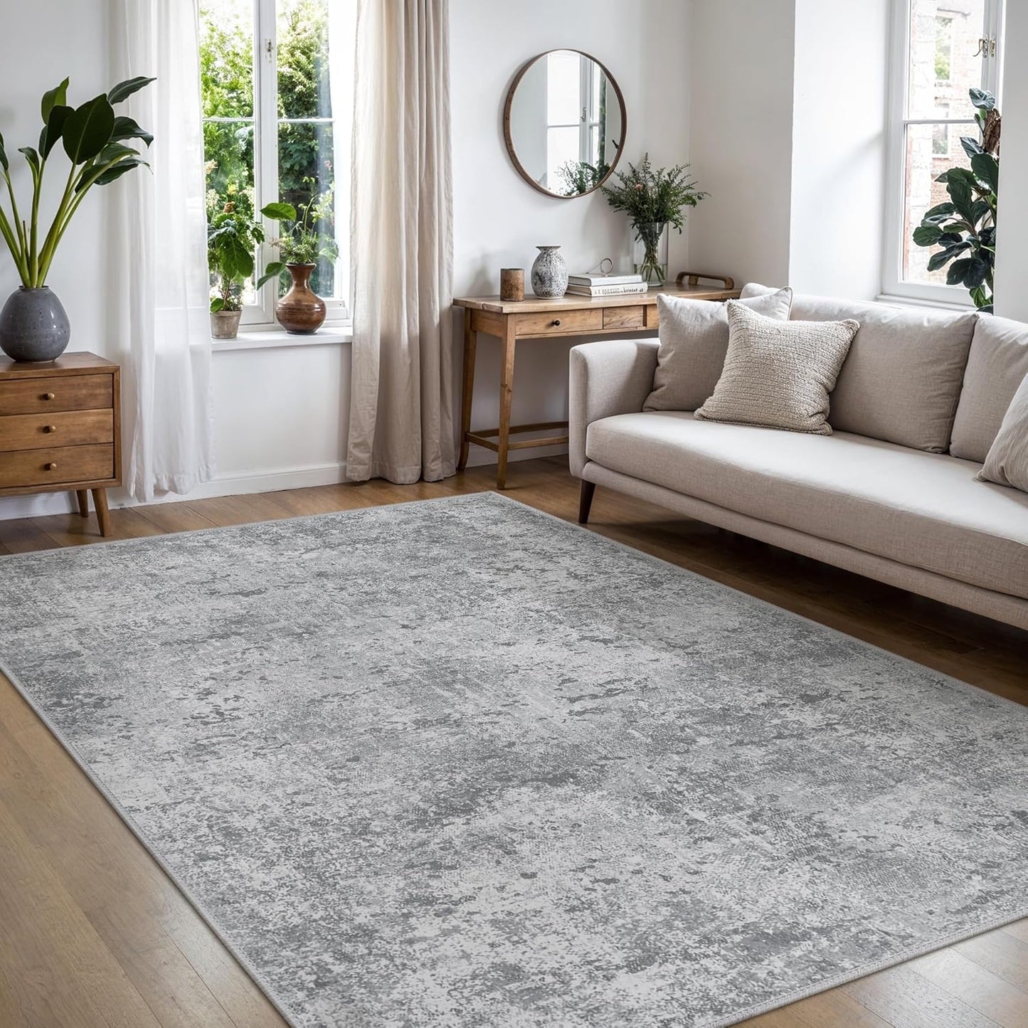 BEIMO Waschbarer Teppich Wohnzimmer, Abstrakt Design Teppich Schlafzimmer Kurzflor, Groß Teppiche rutschfest Weiche für Badezimmer Esszimmer Flur, 120x170cm