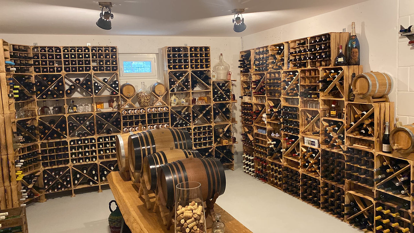 Kistenkolli Altes Land Weinregal 16er weiß/Natur/geflammt Maße 40x40x27cm Regalkiste Flaschenablage Weinregal Apfelkiste/Weinkiste (Weinregal 16er weiß)