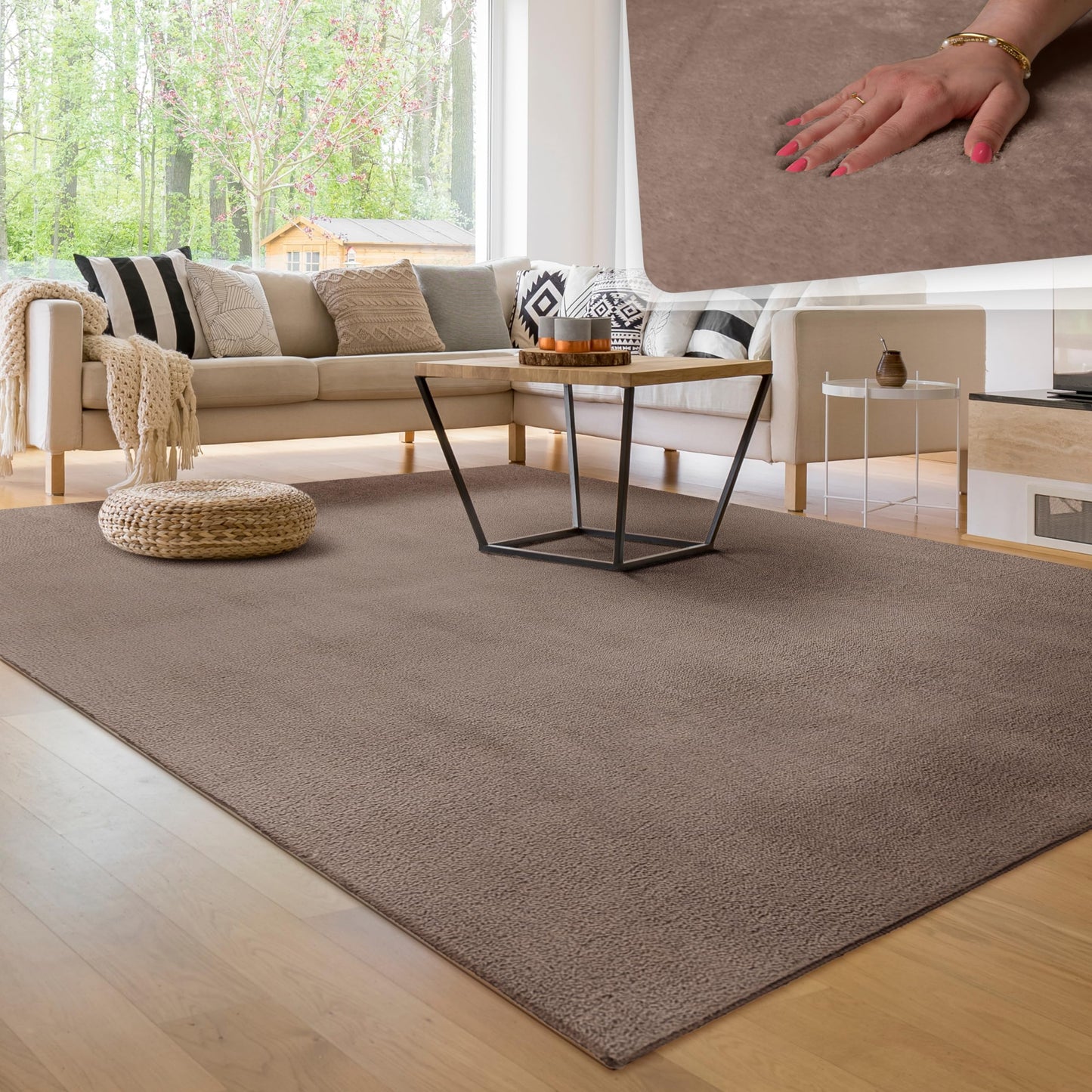 Paco Home Moderner Kuscheliger Wohnzimmer Teppich Kurzflor waschbar flauschig Weich Einfarbig Felloptik zeitlos stilvoll rutschfest pflegeleicht, Grösse:120x170 cm, Farbe:Rosa