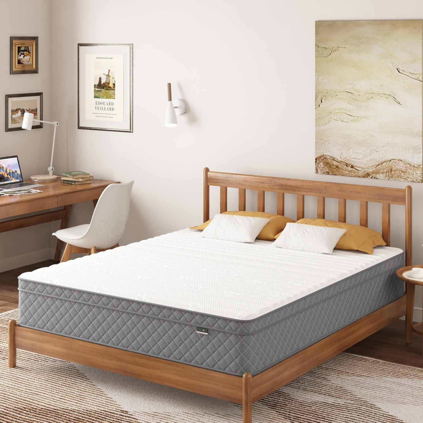 PurrJoys Mattress 140 x 200 x 25 cm - Pocket Spring Core & Memory Foam, Medium Hardness, Breathable, Movement Insulating, CertiPUR-US & Oeko-Tex, No Fibreglass