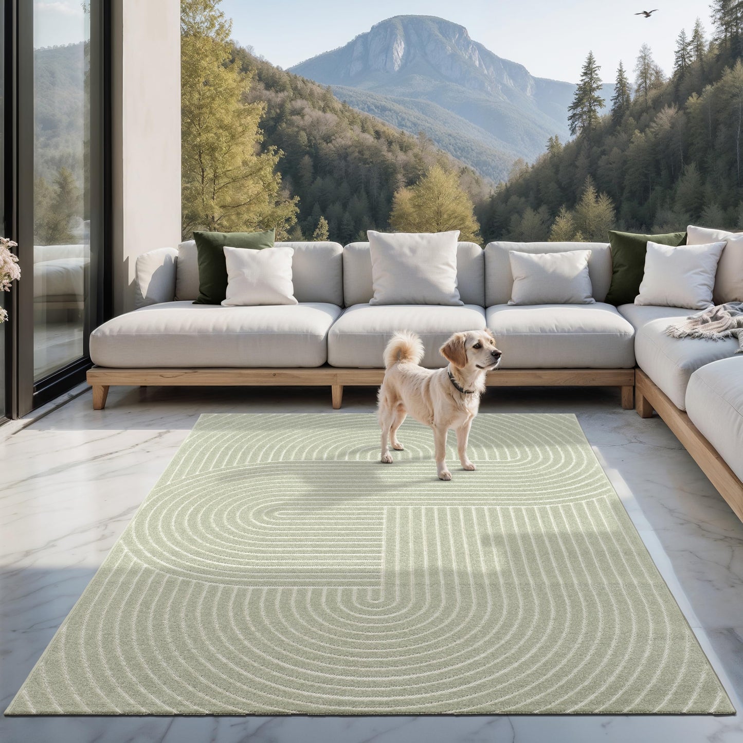 the carpet Santo Plus - Hochwertiger Outdoor Teppich, Passend für Wohnzimmer, Schlafzimmer und Terrasse, Wetterfest, langlebig und pflegeleicht, Creme, 140 x 200 cm