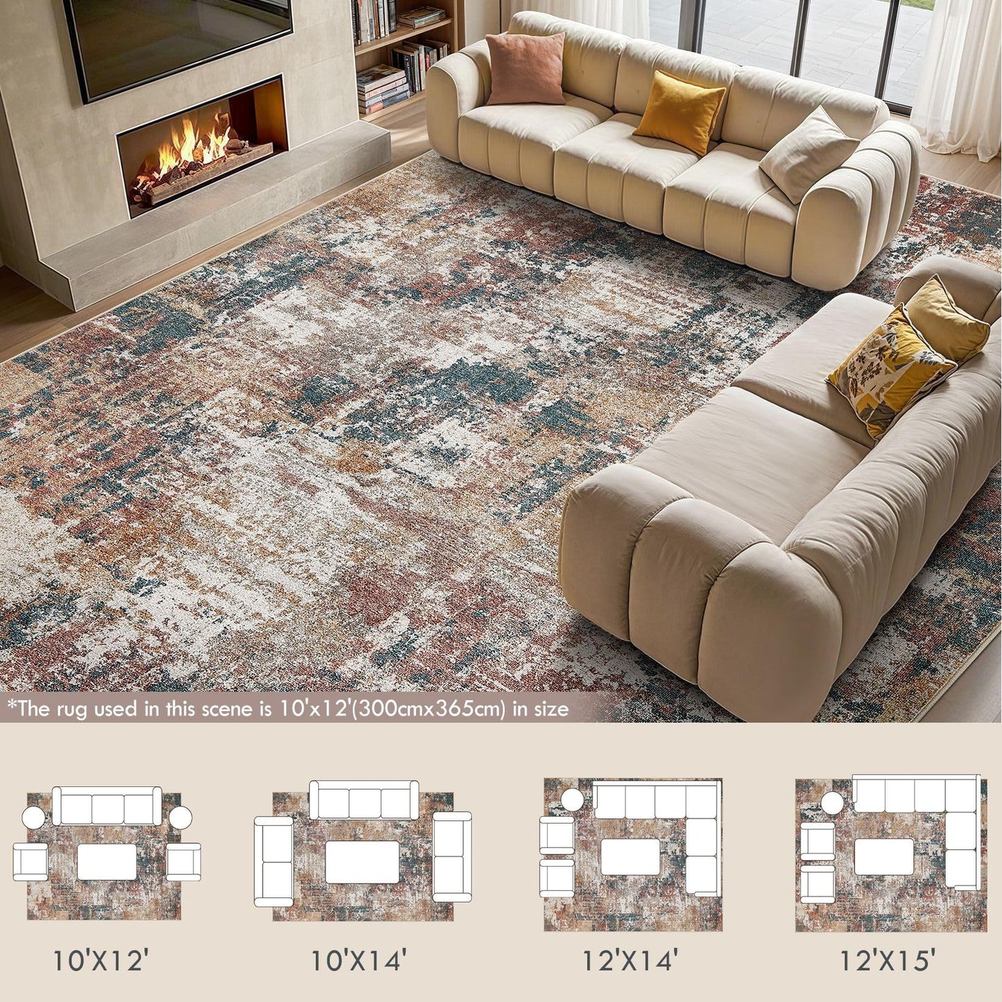 Tortania Washable 5x7 Area Rug for Living Room: Modern Abstract Neutral Large Soft Thin Rugs - Non Slip Indoor Carpet for Bedroom Dining Room Office Nursery Home Floor Decoration - Grey
