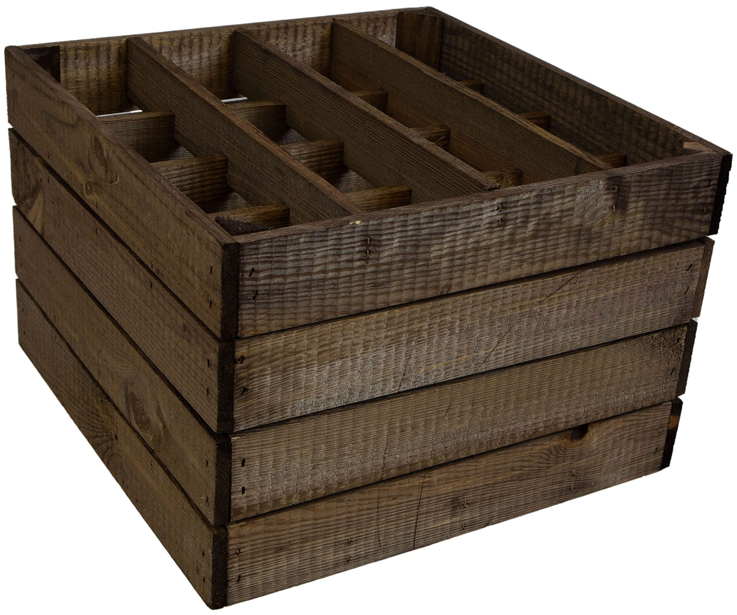 Kistenkolli Altes Land Weinregal 16er weiß/Natur/geflammt Maße 40x40x27cm Regalkiste Flaschenablage Weinregal Apfelkiste/Weinkiste (Weinregal 16er weiß)