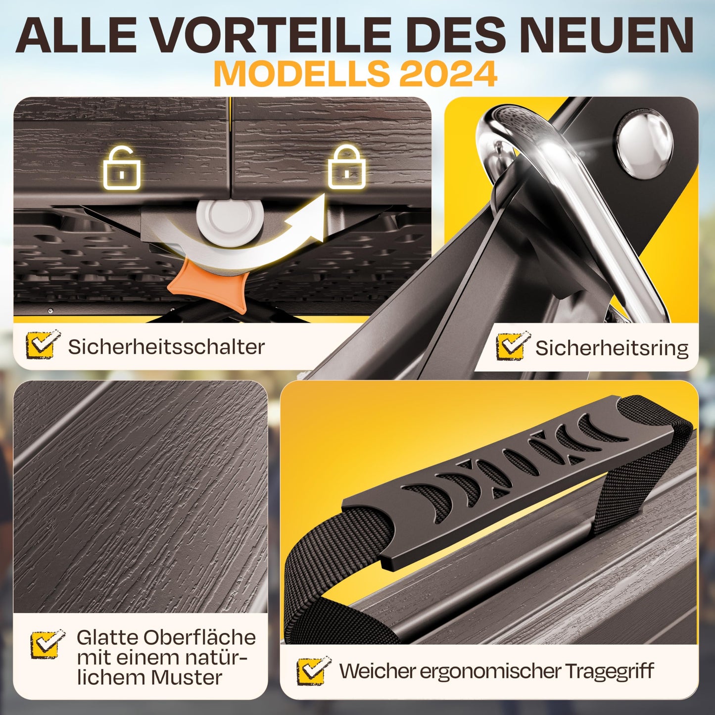 Ondis24 Biertischgarnitur Lisa Campingtisch 2X Bierbank 1x Biertisch Sitzbank klappbar Bierzeltgarnitur 3tlg. einfach transportabel (Braun, XL)
