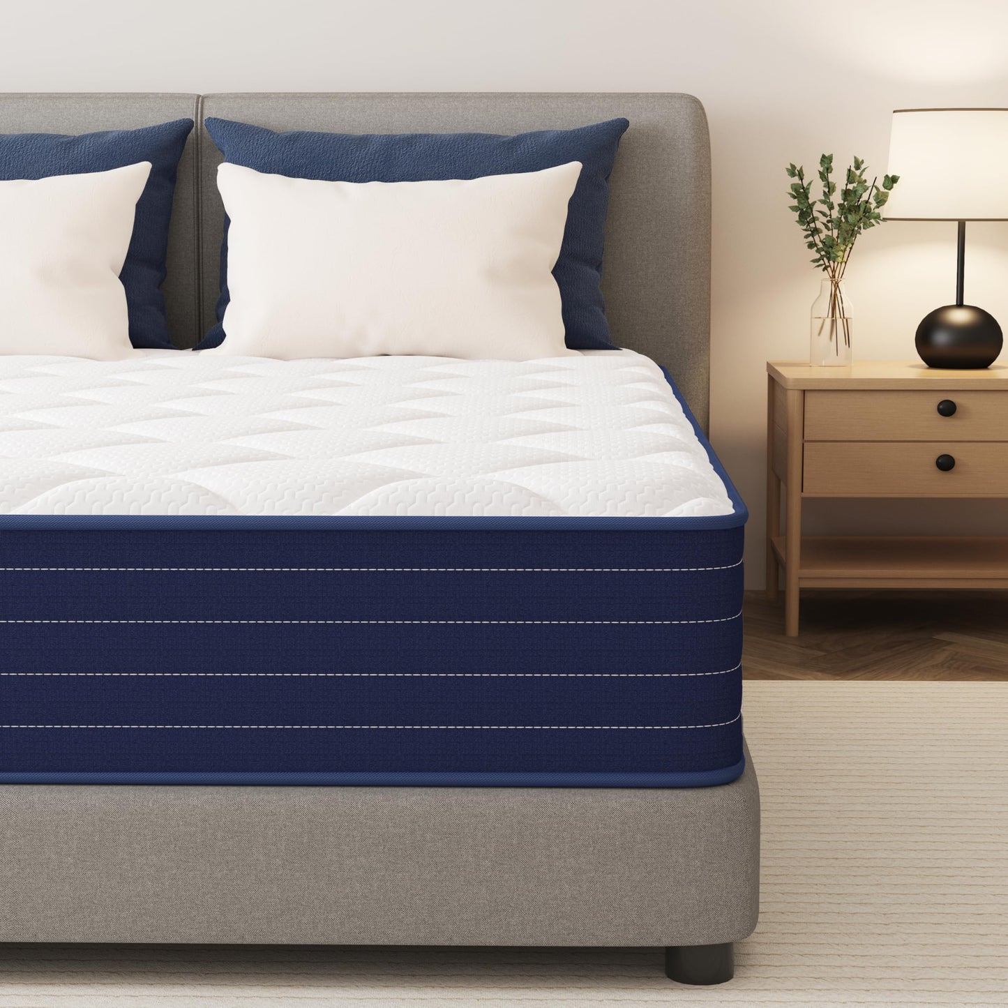 PurrJoys Mattress 140 x 200 x 25 cm - Pocket Spring Core & Memory Foam, Medium Hardness, Breathable, Movement Insulating, CertiPUR-US & Oeko-Tex, No Fibreglass