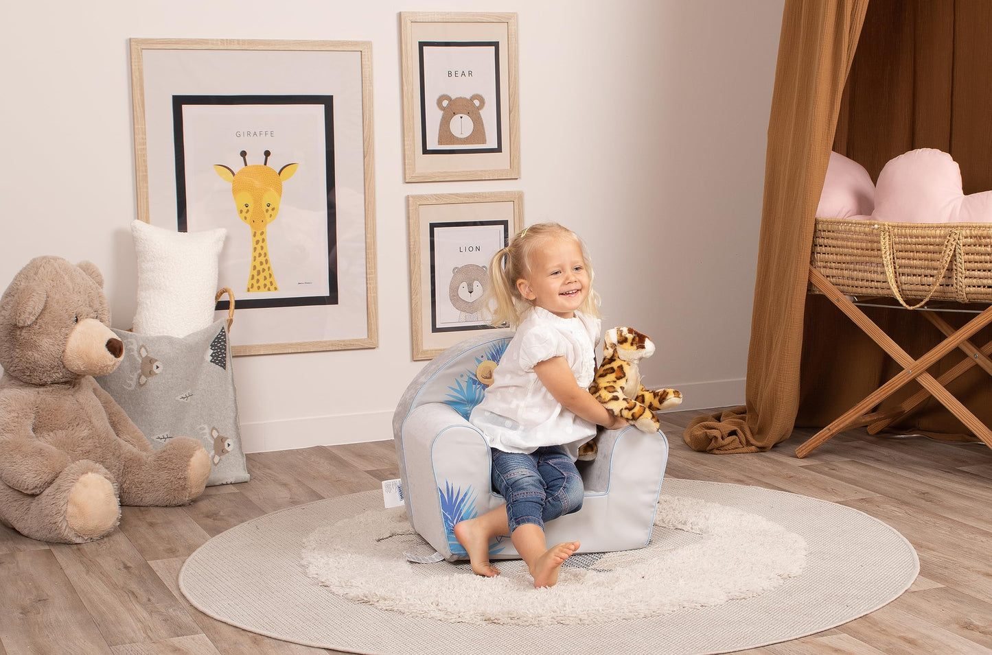 Delsit Kinder Sessel mit Schaumstofffüllung - Kindersessel Mädchen und Jungen Babysessel mit Abnehmbarem Bezug - Sessel für Kinder - Kindermöbel - 9 Monate bis 4 Jahre - DT8-17123