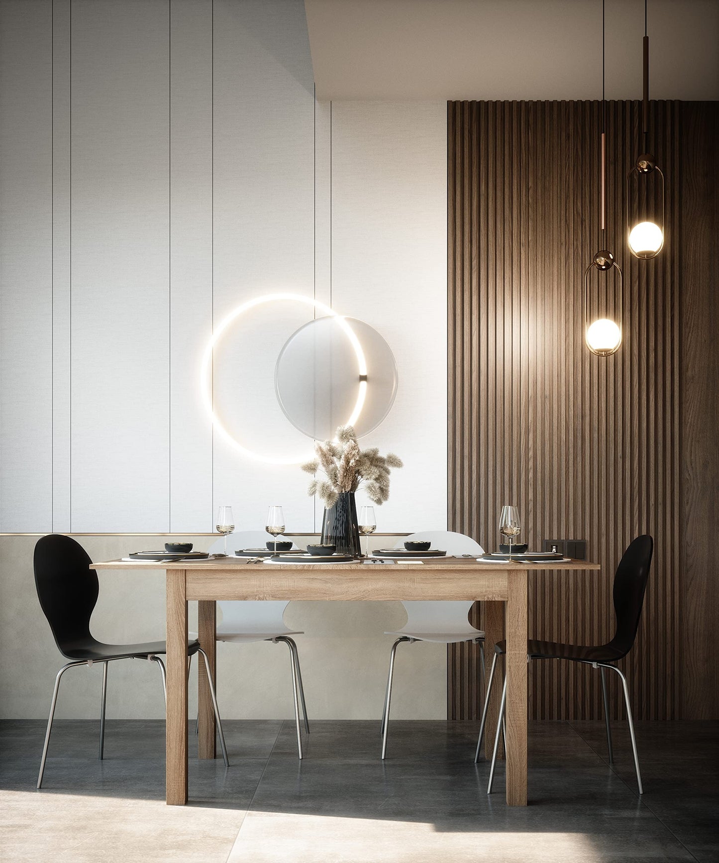 Newfurn Dining Table Wild Oak Dining Room Table Kitchen Table Dining Table II 120 x 76.5 x 70 cm (W x H x D) Extendible up to 160 cm including 40 cm Table Top Anthracite Kitchen Table Dining Table