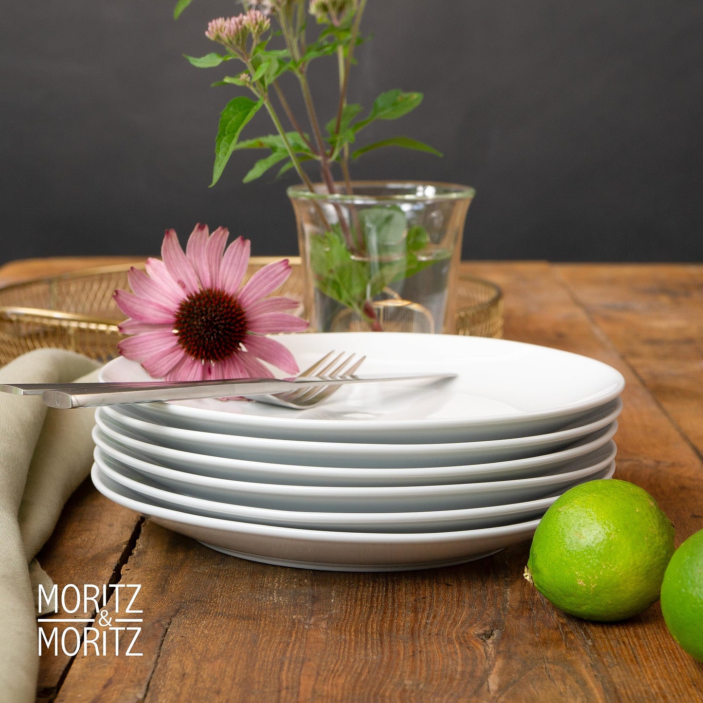 Moritz & Moritz BASIC Kaffeetassen Set 6-teilig - ca. 300ml aus hochwertigem Porzellan in klassischem Weiß - Perfekt für Kaffee, Tee, heiße Schokolade, Cappuccino