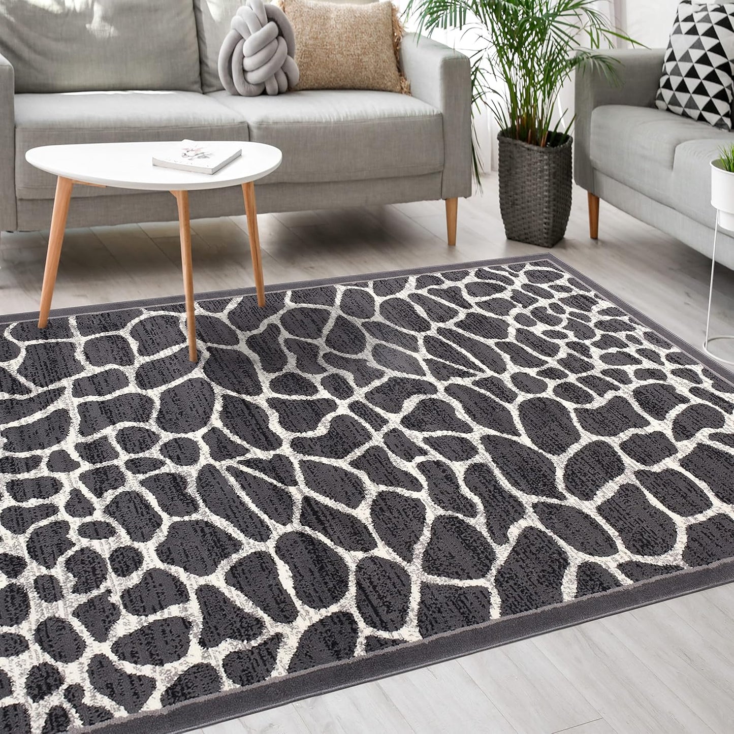 Mazovia Modern Rug, Short Pile, Oeko-Tex Rug for Living Room, Bedroom, Dining Room, Robust and Easy to Clean, Low Pile Height, Grey Yellow, 120 x 170 cm