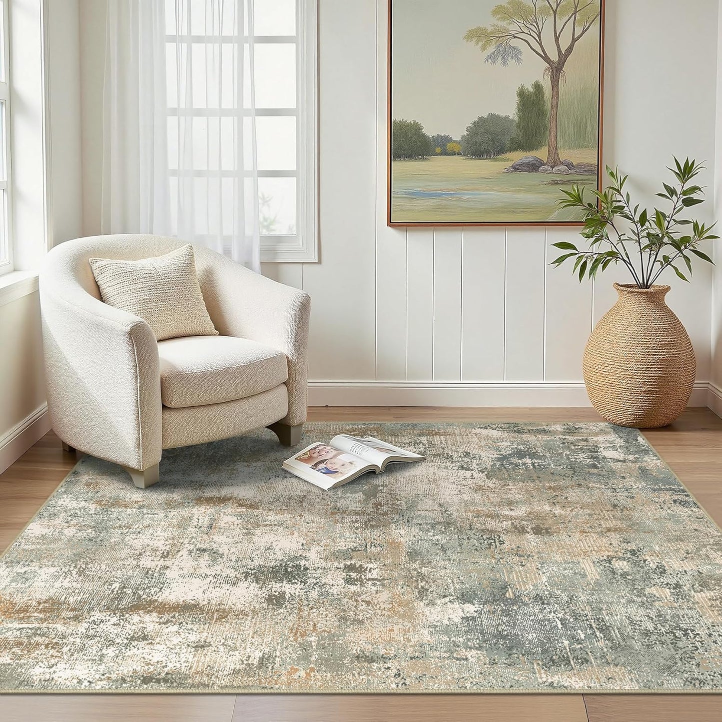 BEIMO Waschbarer Teppich Wohnzimmer, Abstrakt Design Teppich Schlafzimmer Kurzflor, Groß Teppiche rutschfest Weiche für Badezimmer Esszimmer Flur, 120x170cm
