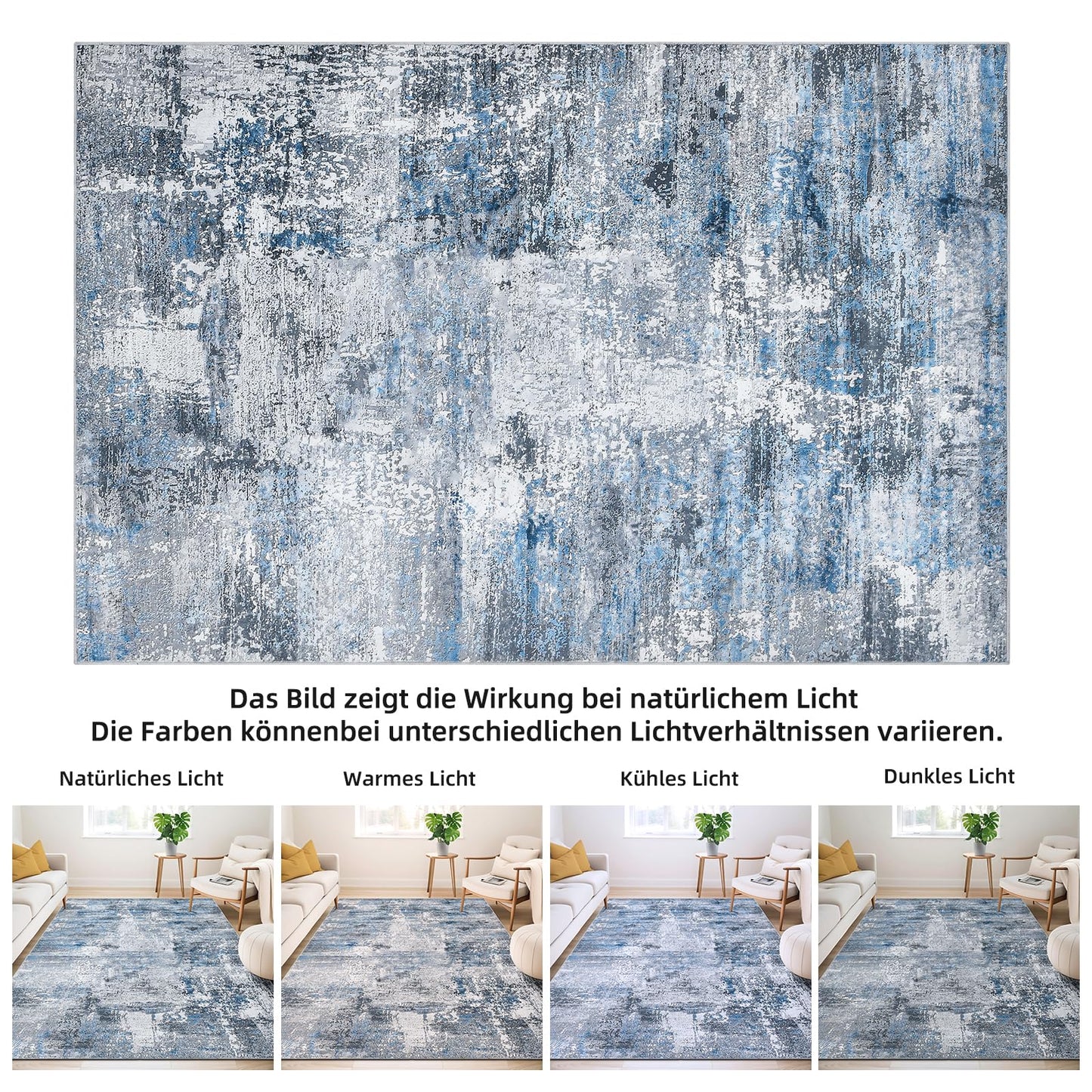 Guchuang Bedding Living Room Rug 140 x 200 cm, Grey Green Rug Vintage Mottled Smudged Design Short Pile Rugs, Washable Non-Slip Rugs for Bedroom