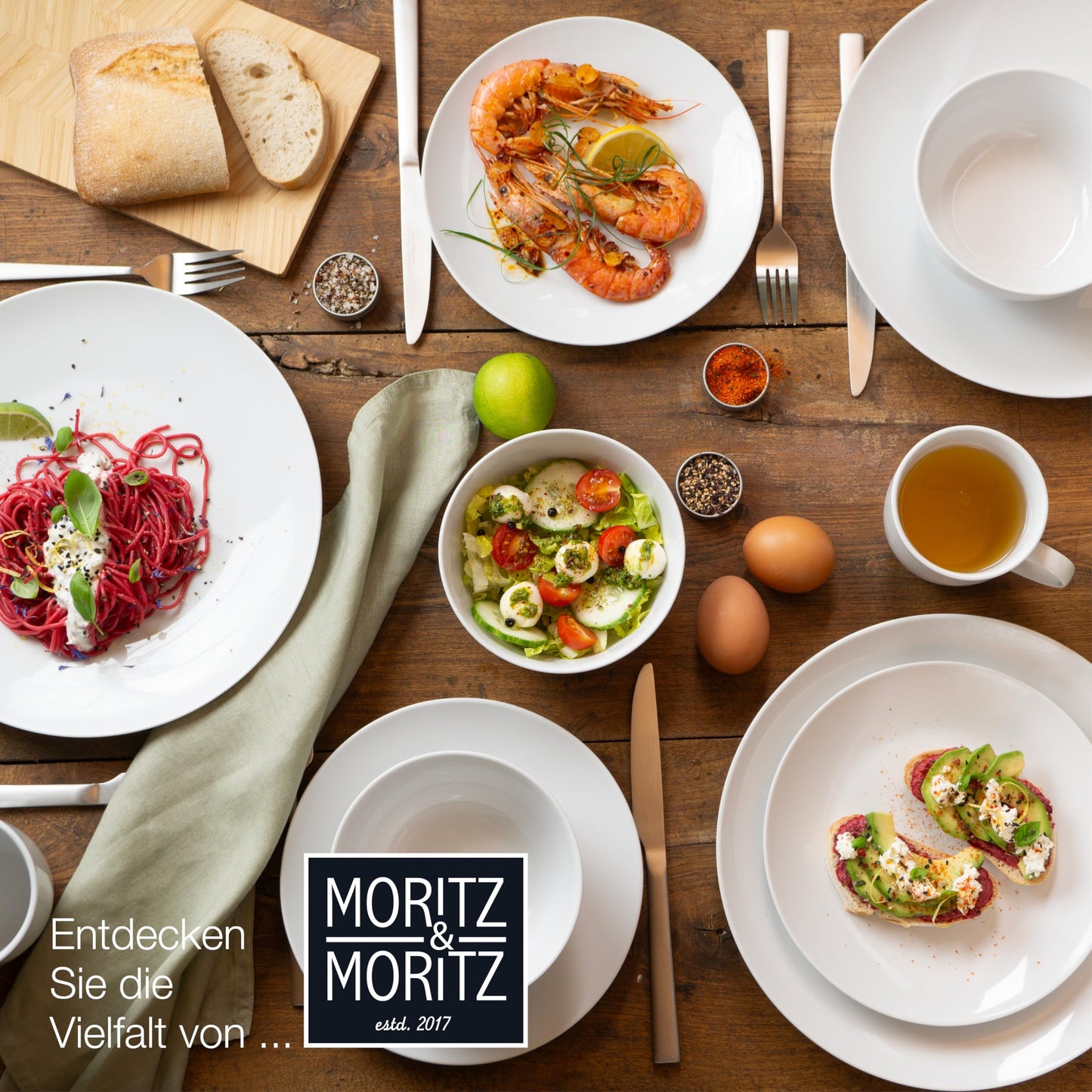 Moritz & Moritz BASIC Kaffeetassen Set 6-teilig - ca. 300ml aus hochwertigem Porzellan in klassischem Weiß - Perfekt für Kaffee, Tee, heiße Schokolade, Cappuccino