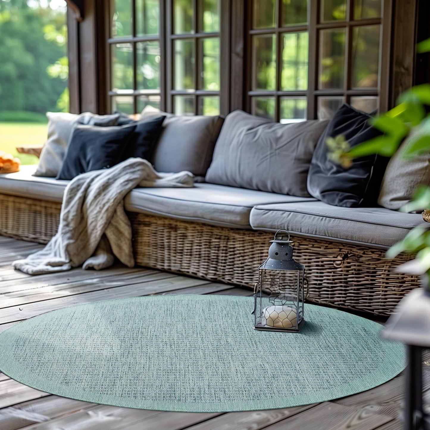 SIMPEX Outdoor Weatherproof Rug for Patio, Balcony, Garden, Kitchen, Plain Design, Flat Weave, Sisal Look, Washable Rug, Size: 140 x 200 cm, Colour: Beige