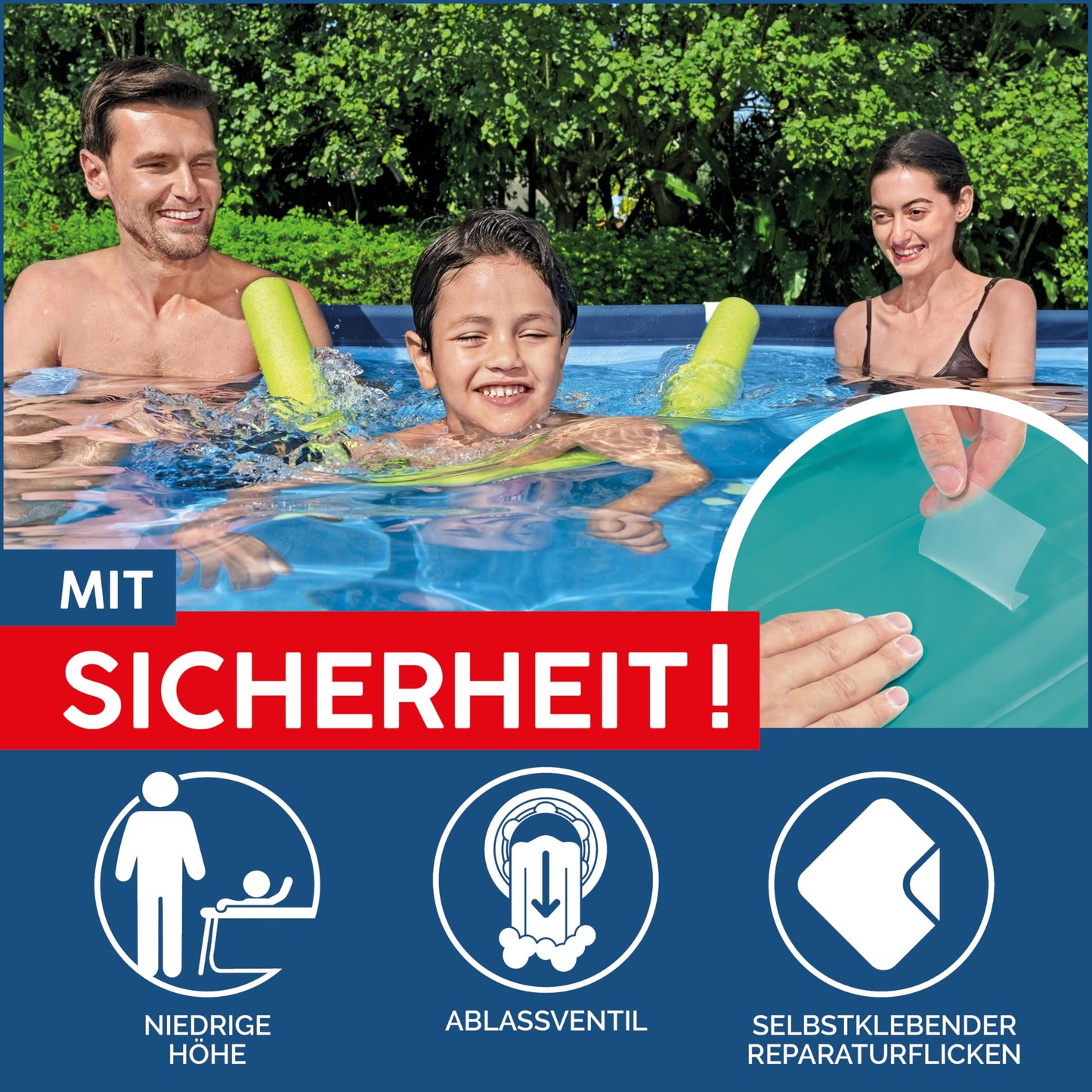 Bestway Steel Pro Frame Pool ohne Pumpe 259 x 170 x 61 cm, dunkelblau, eckig