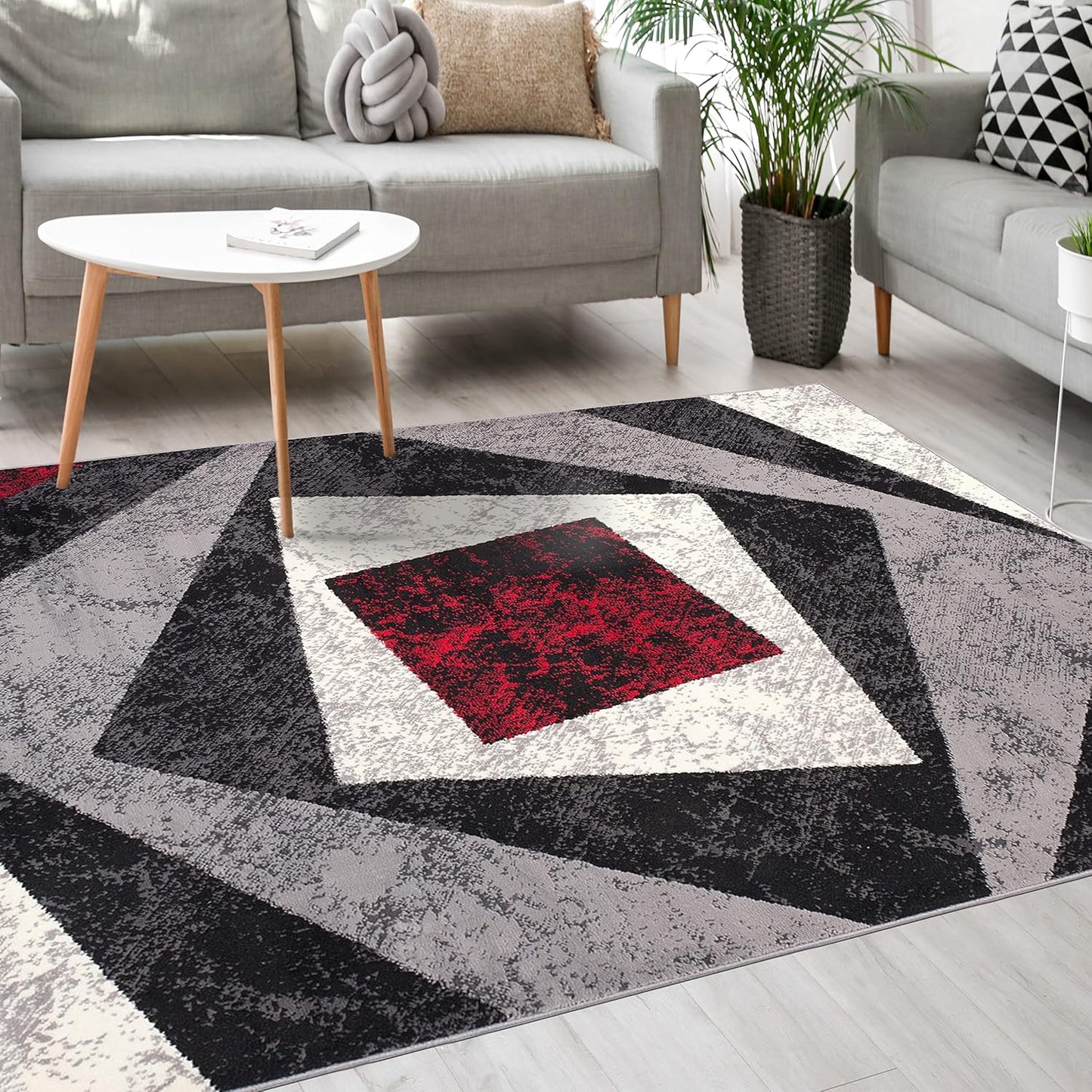 Mazovia Modern Rug, Short Pile, Oeko-Tex Rug for Living Room, Bedroom, Dining Room, Robust and Easy to Clean, Low Pile Height, Grey Yellow, 120 x 170 cm