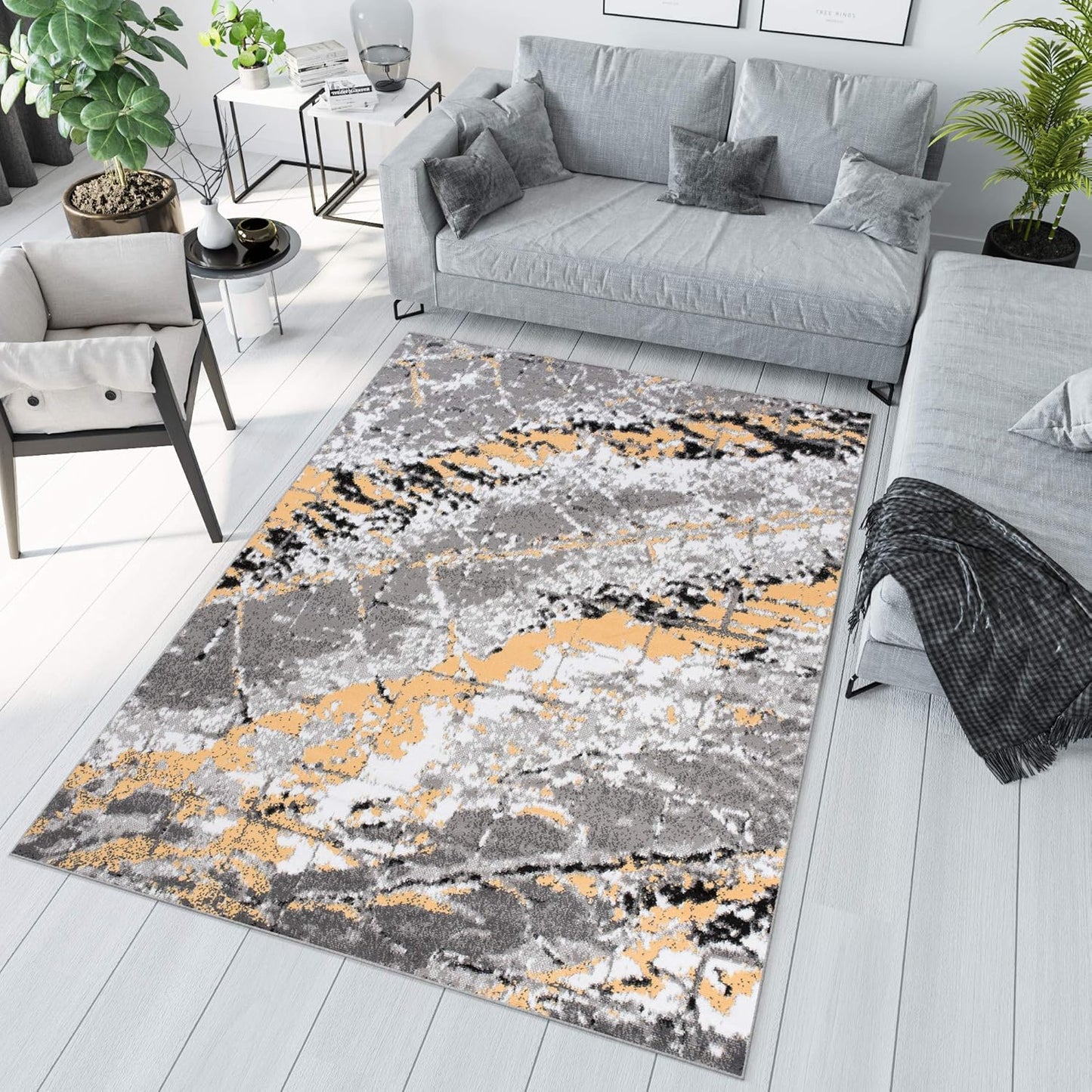 TAPISO Maya Short Pile Rug, Modern Blurred/Heathered/Striped Design, Black/Grey/Red/White, for Living Rooms, Bedrooms, OEKO-TEX, 200 x 300 cm