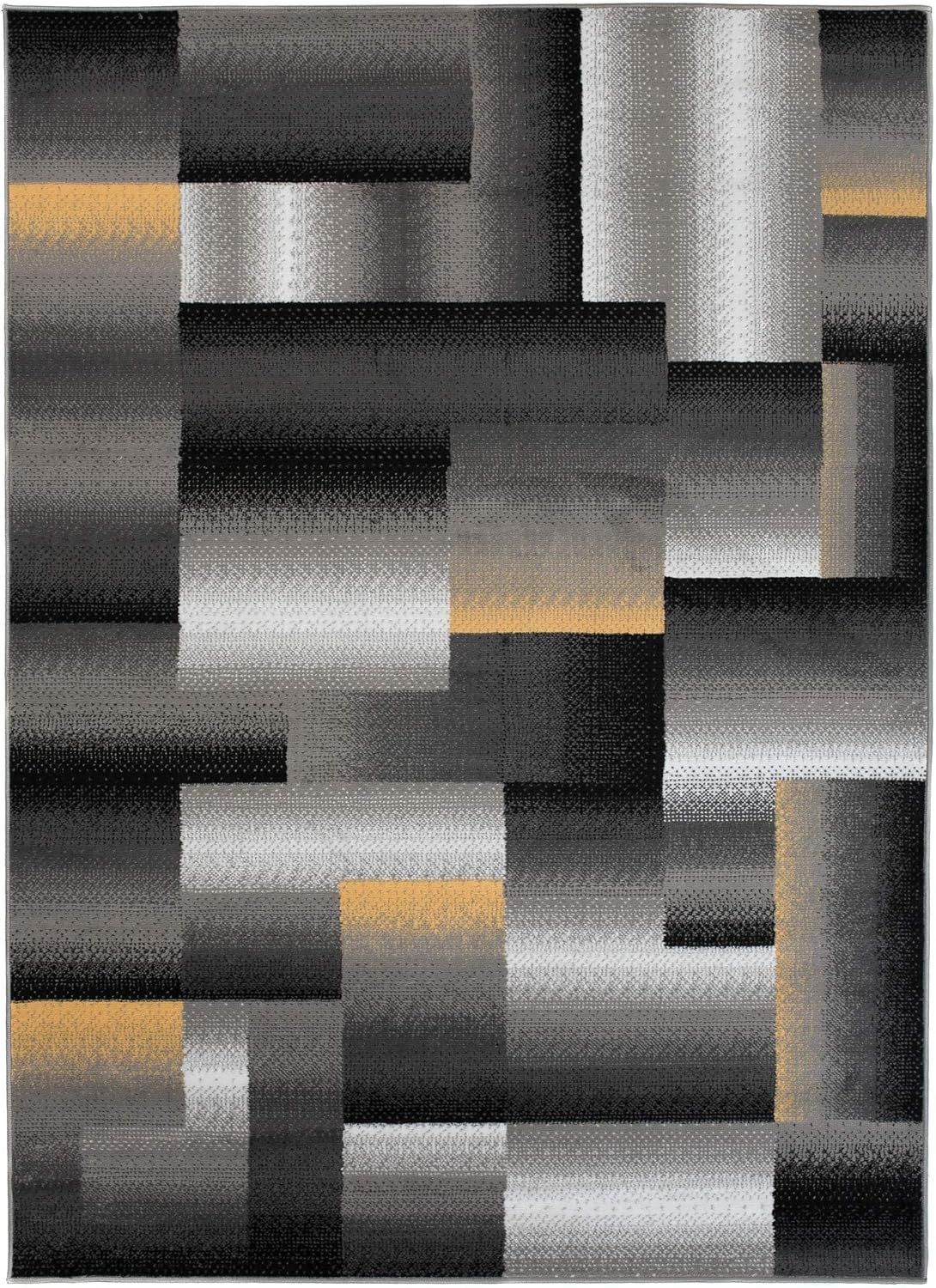 Mazovia Modern Rug, Short Pile, Oeko-Tex Rug for Living Room, Bedroom, Dining Room, Robust and Easy to Clean, Low Pile Height, Grey Yellow, 250 x 350 cm