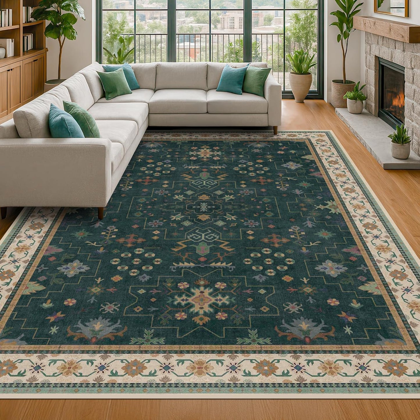 Black Washable Entry Rug, 2x3 Small Rugs for Entryway Kitchen Bathroom Door Mat Indoor Entrance, Non Slip Rubber Backing, Stain & Fade Resistant, Ashen Charcoal Floral Farmhouse Decor
