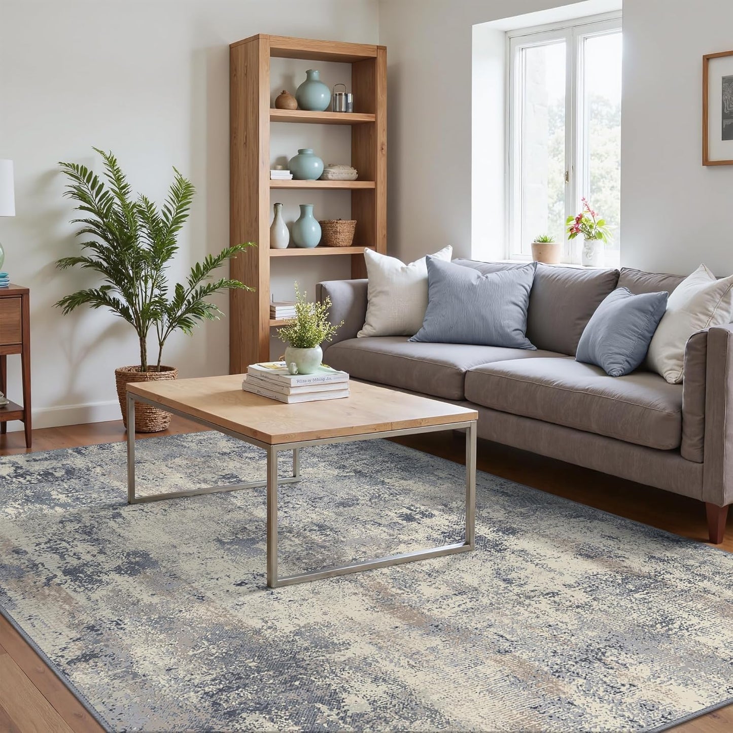 BEIMO Waschbarer Teppich Wohnzimmer, Abstrakt Design Teppich Schlafzimmer Kurzflor, Groß Teppiche rutschfest Weiche für Badezimmer Esszimmer Flur, 120x170cm