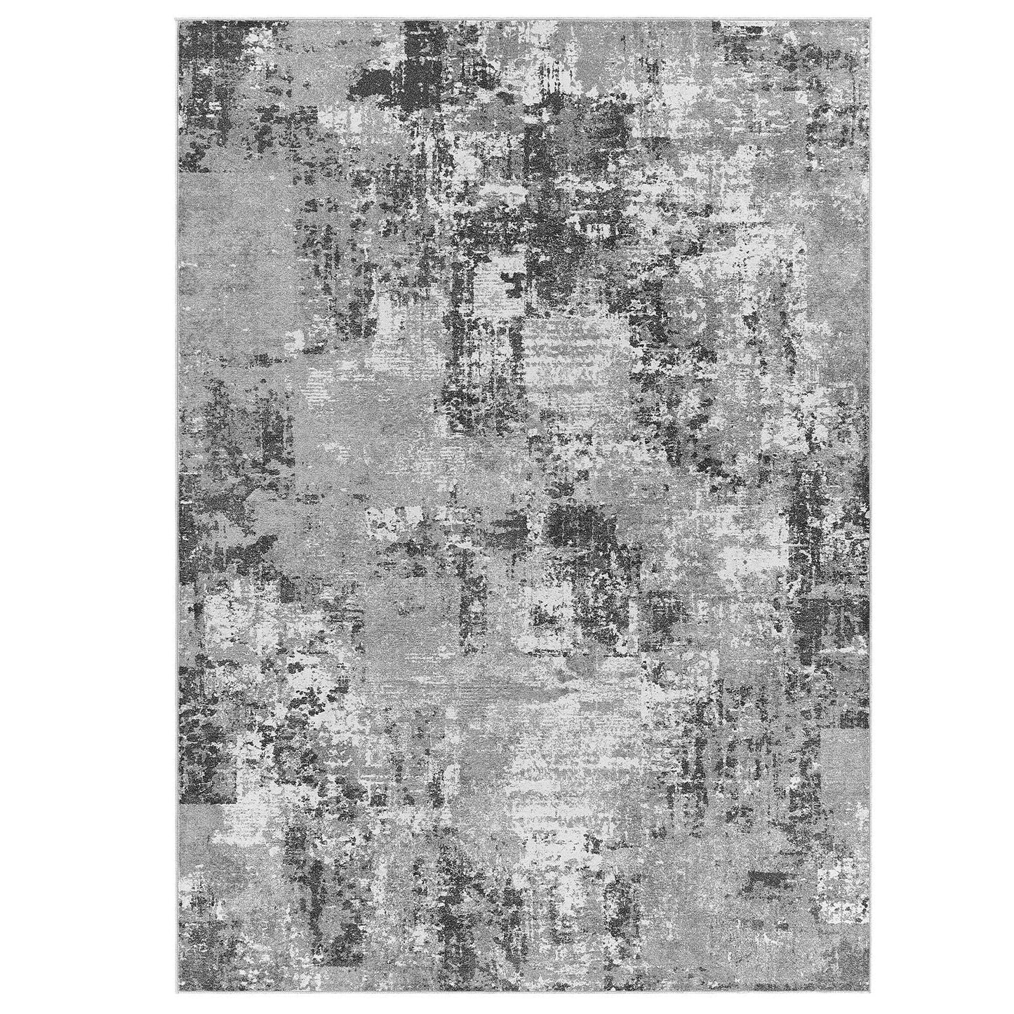 Tortania Washable 5x7 Area Rug for Living Room: Modern Abstract Neutral Large Soft Thin Rugs - Non Slip Indoor Carpet for Bedroom Dining Room Office Nursery Home Floor Decoration - Grey