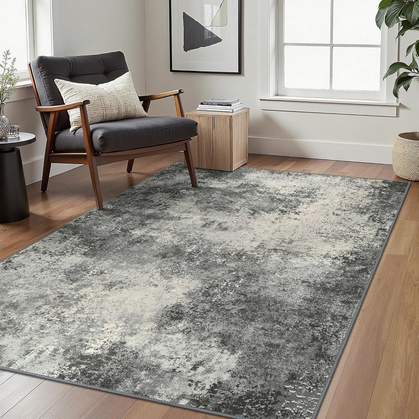 BEIMO Waschbarer Teppich Wohnzimmer, Abstrakt Design Teppich Schlafzimmer Kurzflor, Groß Teppiche rutschfest Weiche für Badezimmer Esszimmer Flur, 120x170cm