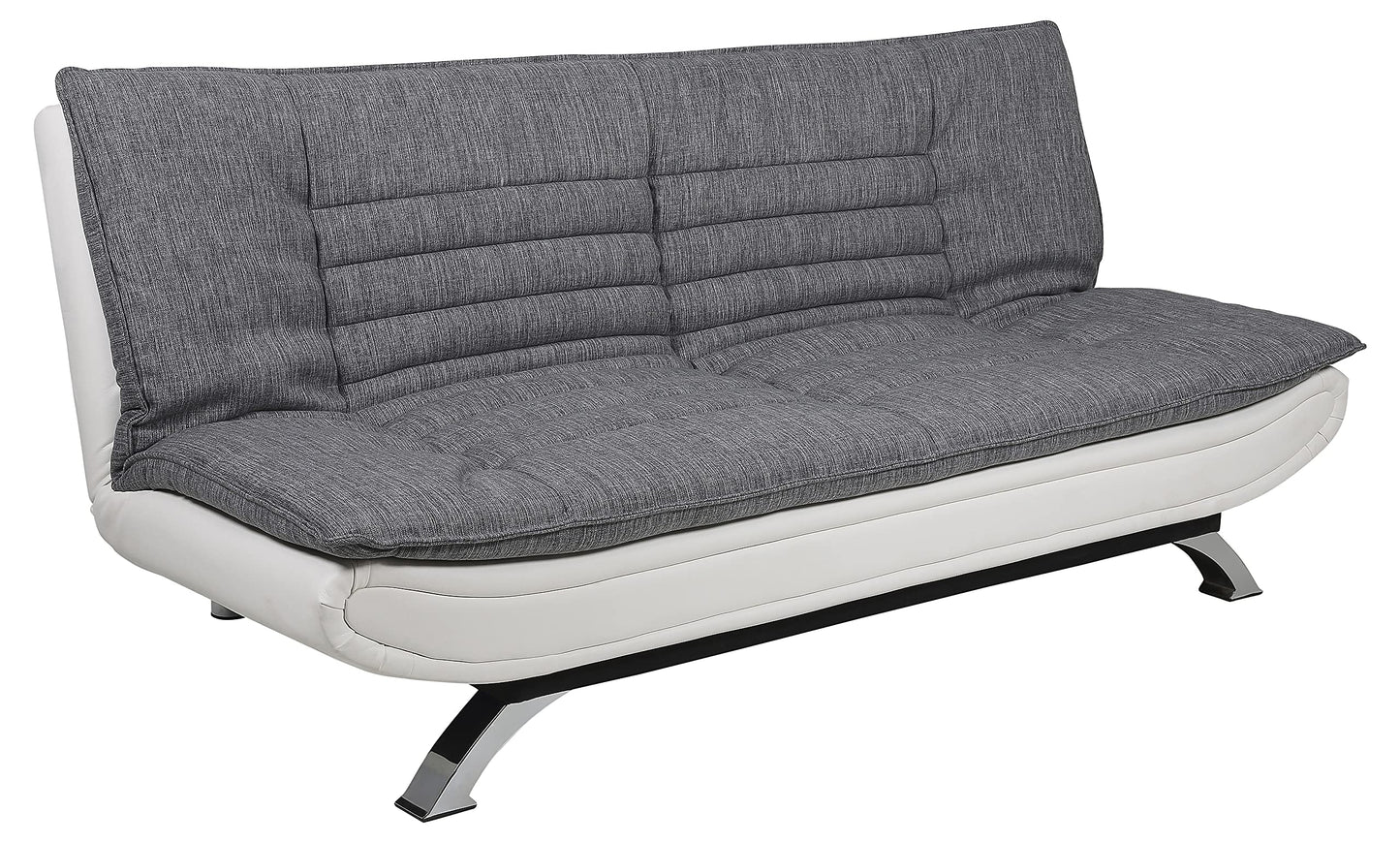 AC Design Furniture Jasper Bettcouch Dunkelgrau/Schwarz, Schlafsofa mit 3 Liegepositionen, Moderner 3-Sitzer Ohne Armlehne, Gepolstert mit Schwarzen Metallbeinen, L: 196 x H: 91 x T: 98 cm