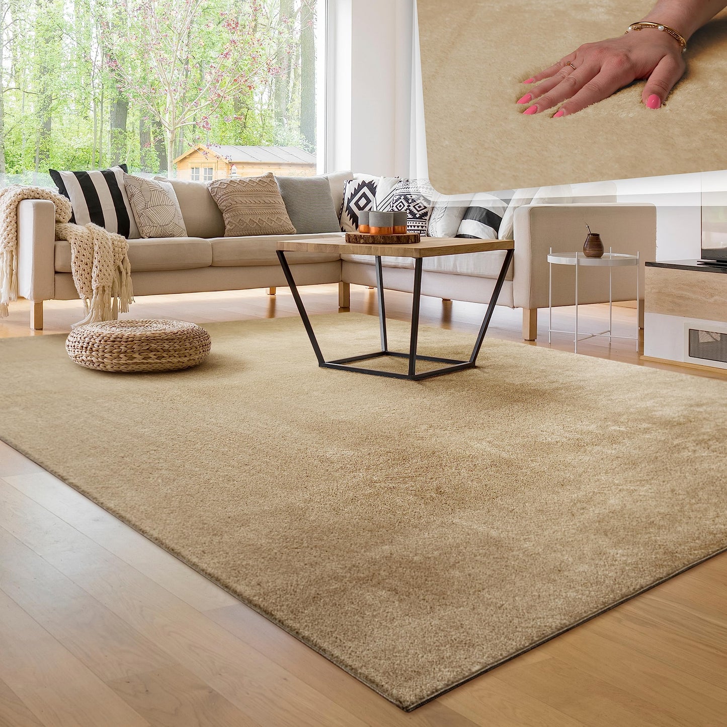 Paco Home Moderner Kuscheliger Wohnzimmer Teppich Kurzflor waschbar flauschig Weich Einfarbig Felloptik zeitlos stilvoll rutschfest pflegeleicht, Grösse:120x170 cm, Farbe:Rosa