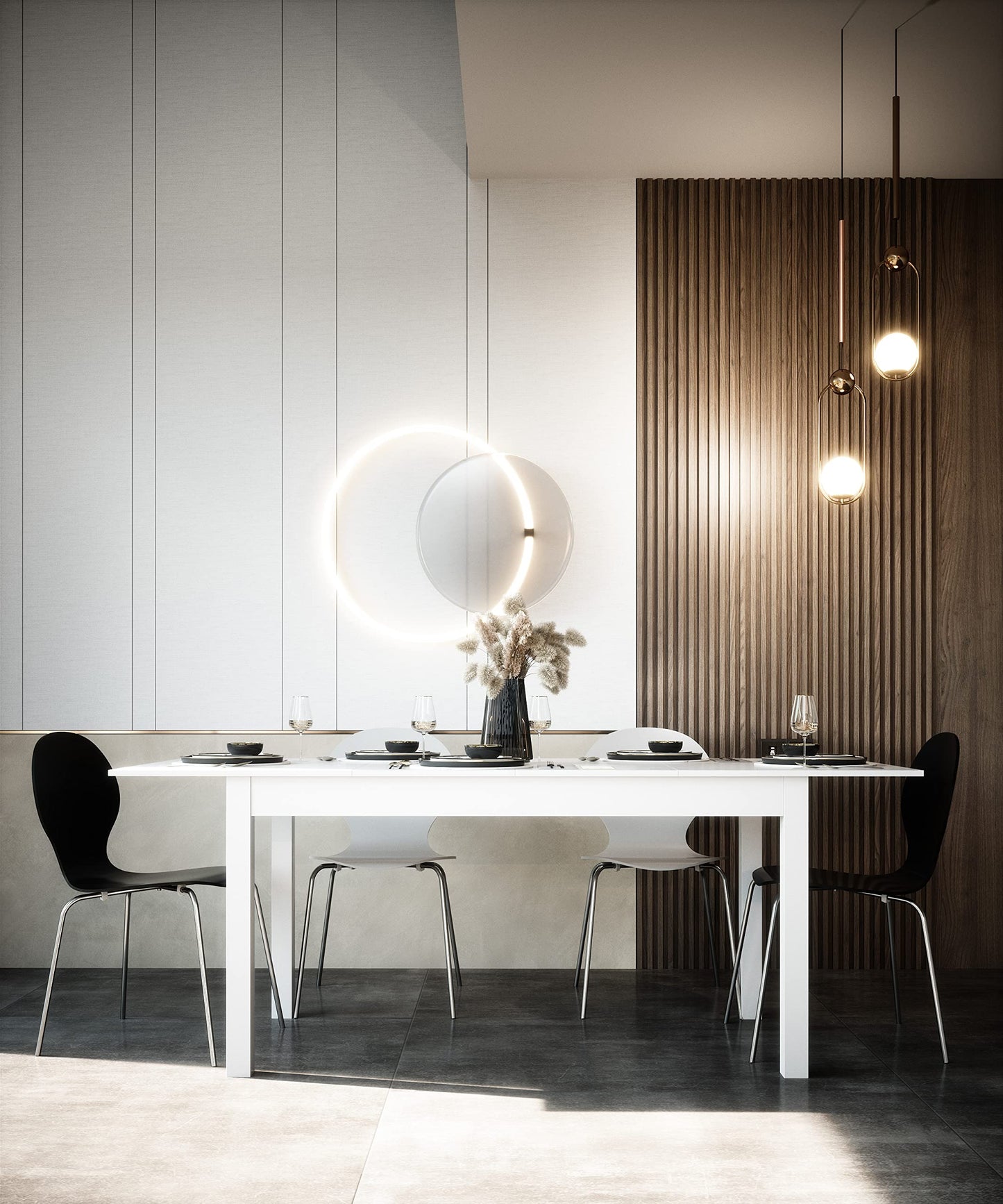 Newfurn Dining Table Wild Oak Dining Room Table Kitchen Table Dining Table II 120 x 76.5 x 70 cm (W x H x D) Extendible up to 160 cm including 40 cm Table Top Anthracite Kitchen Table Dining Table