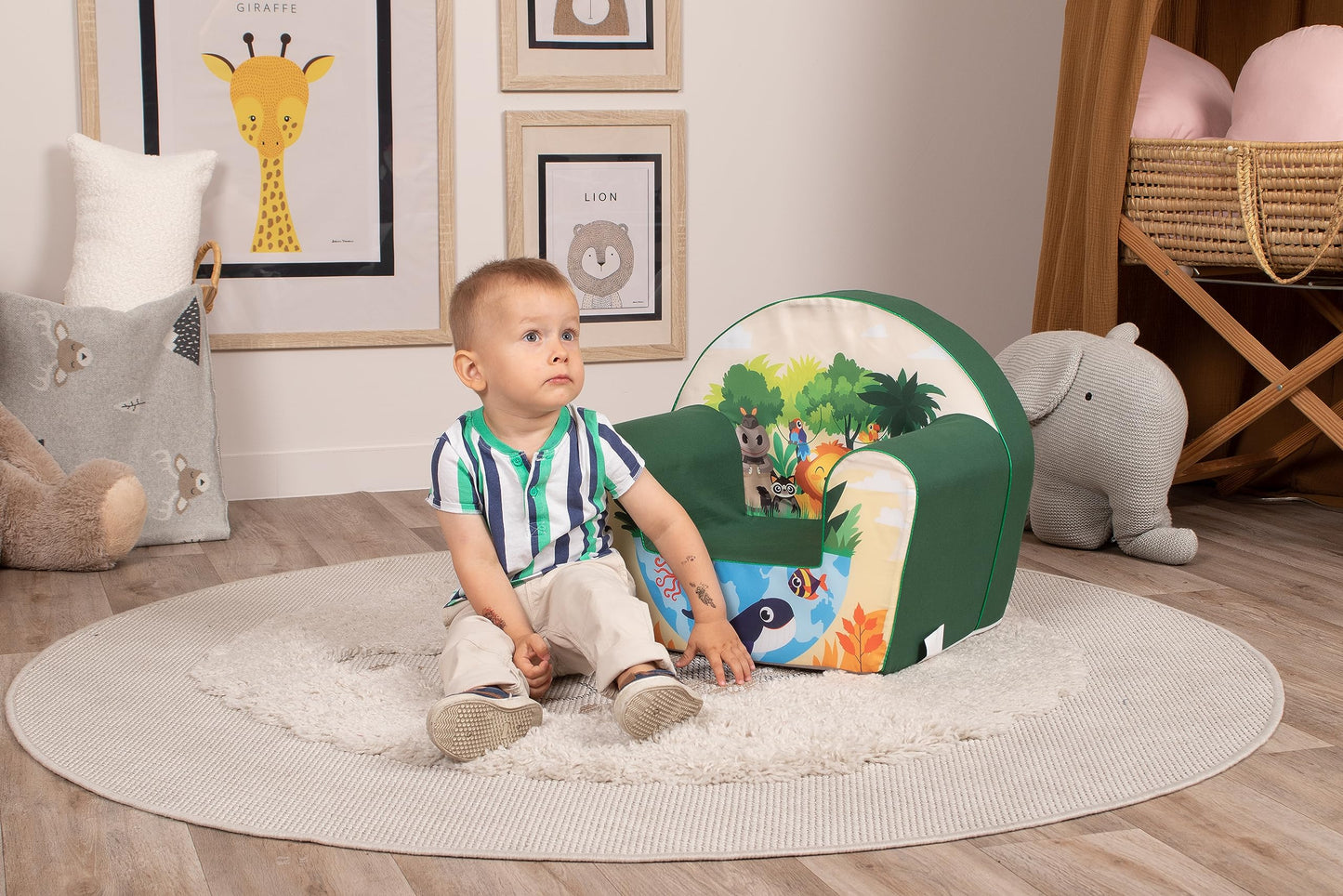 Delsit Kinder Sessel mit Schaumstofffüllung - Kindersessel Mädchen und Jungen Babysessel mit Abnehmbarem Bezug - Sessel für Kinder - Kindermöbel - 9 Monate bis 4 Jahre - DT8-17123