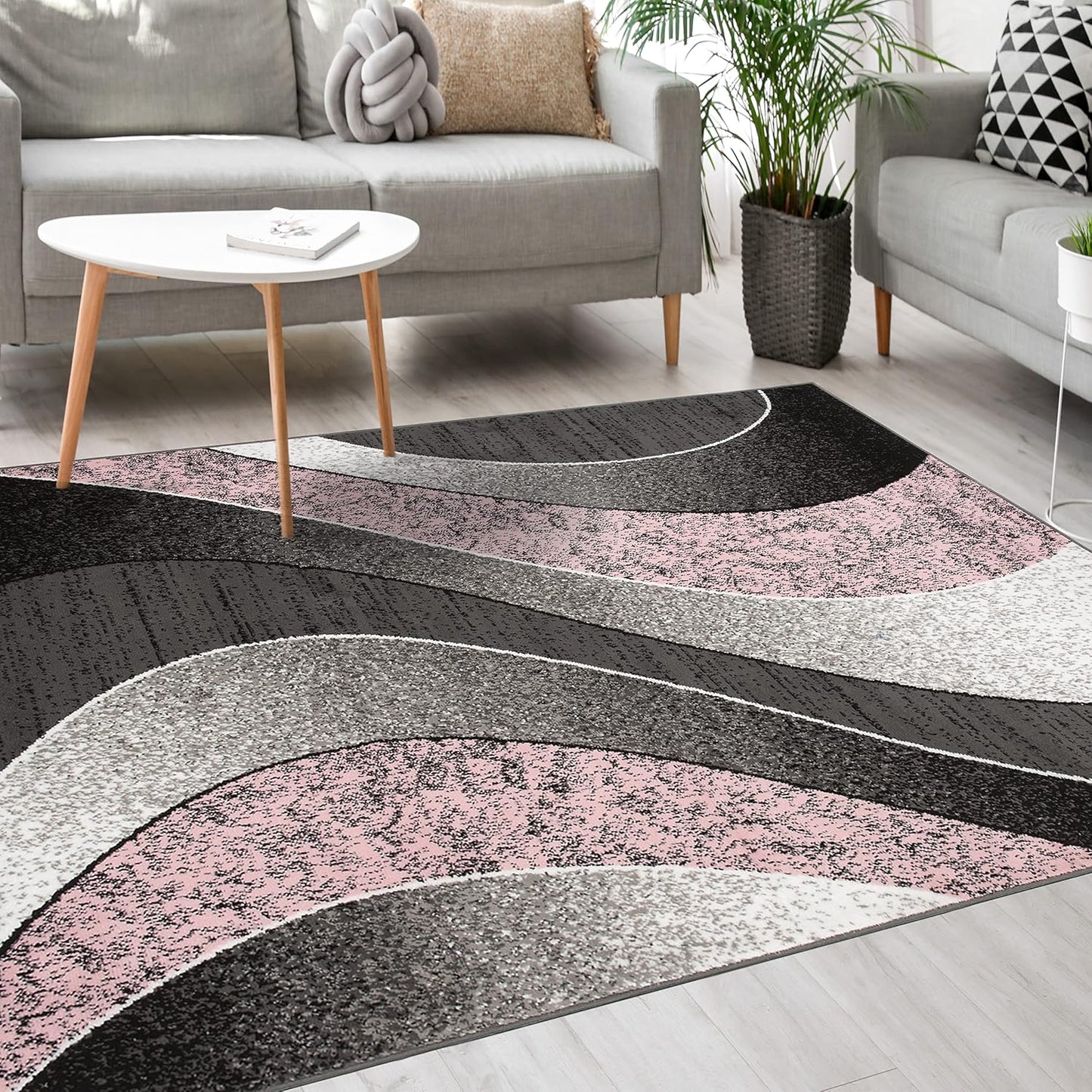 Mazovia Modern Rug, Short Pile, Oeko-Tex Rug for Living Room, Bedroom, Dining Room, Robust and Easy to Clean, Low Pile Height, Grey Yellow, 120 x 170 cm
