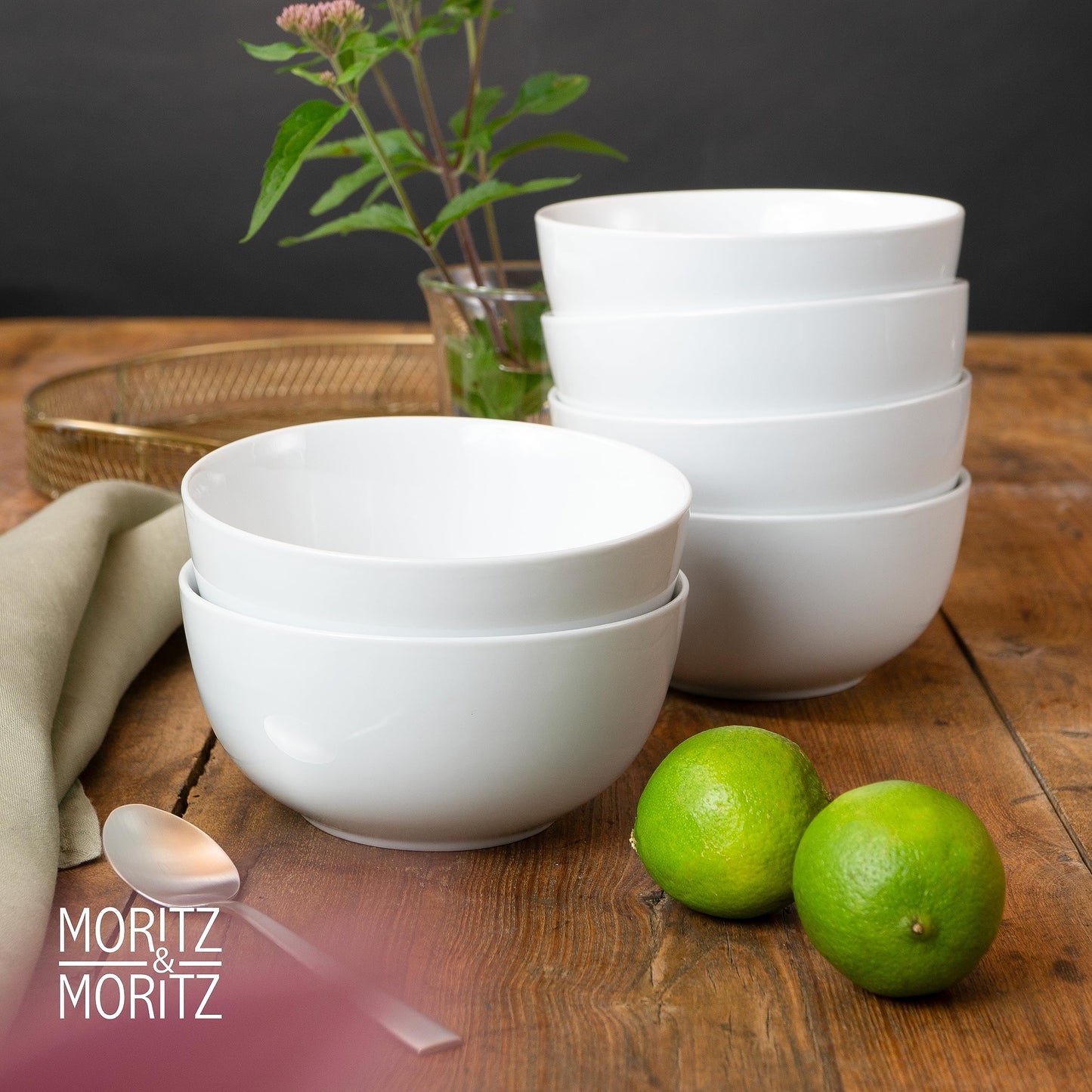 Moritz & Moritz BASIC Kaffeetassen Set 6-teilig - ca. 300ml aus hochwertigem Porzellan in klassischem Weiß - Perfekt für Kaffee, Tee, heiße Schokolade, Cappuccino