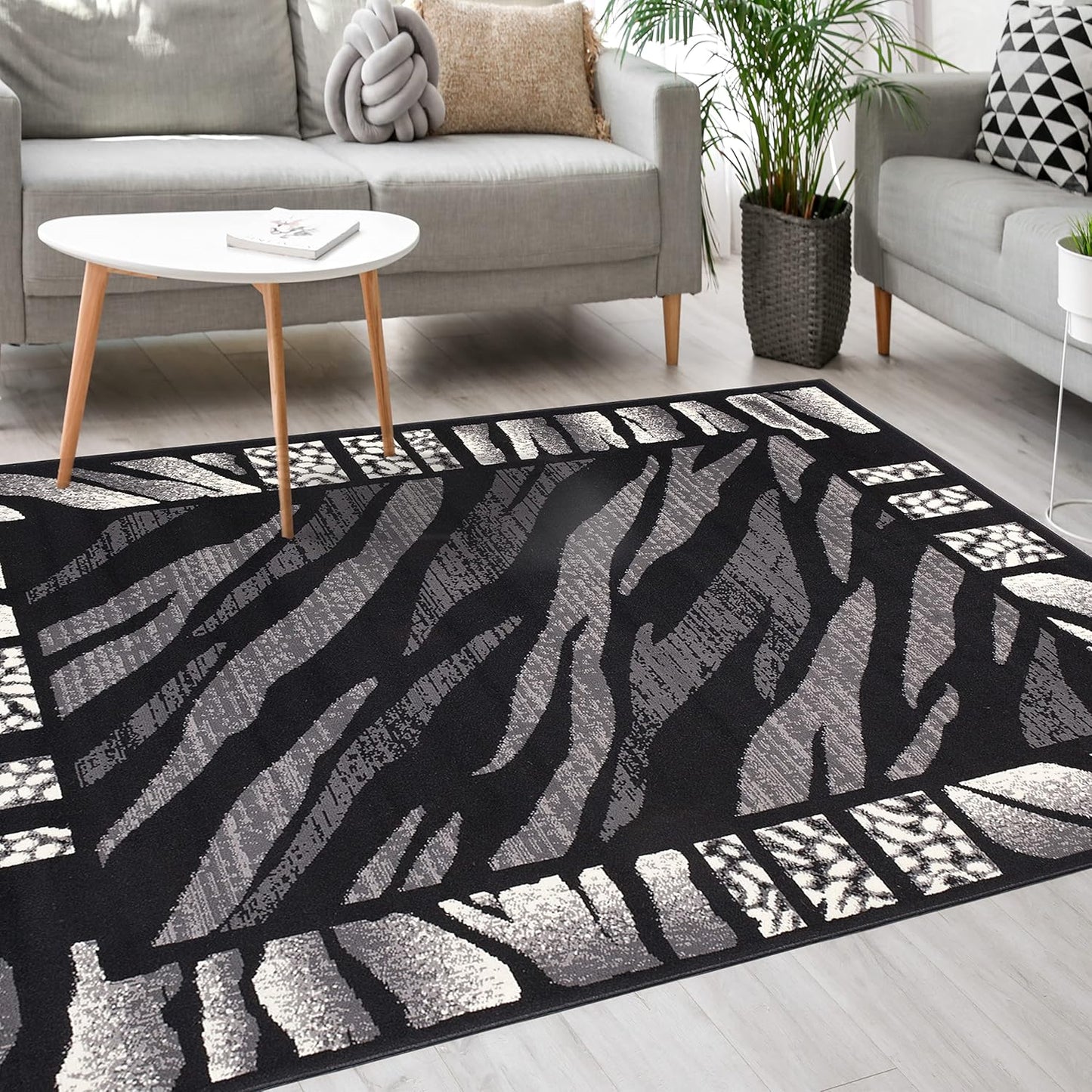 Mazovia Modern Rug, Short Pile, Oeko-Tex Rug for Living Room, Bedroom, Dining Room, Robust and Easy to Clean, Low Pile Height, Grey Yellow, 120 x 170 cm