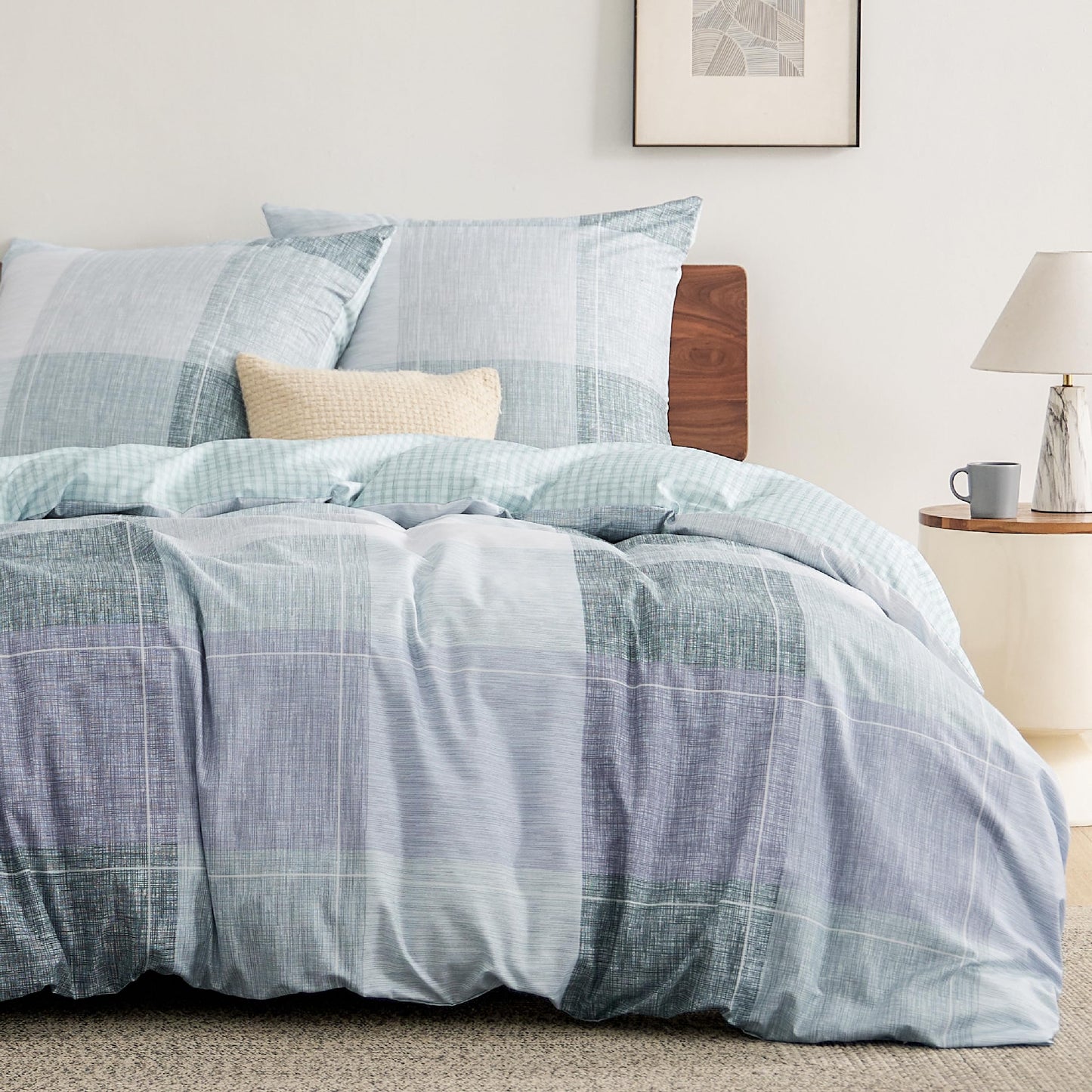 BEDSURE Bettwäsche 135x200 4teilig Bettbezug - Bettwäsche-Sets 135 x 200 cm 2er Set mit 2 Kissenbezüge 80x80cm, ÖKO-TEX Wendebettwäsche Bedding Zweige Grau Muster mit Reißverschluss