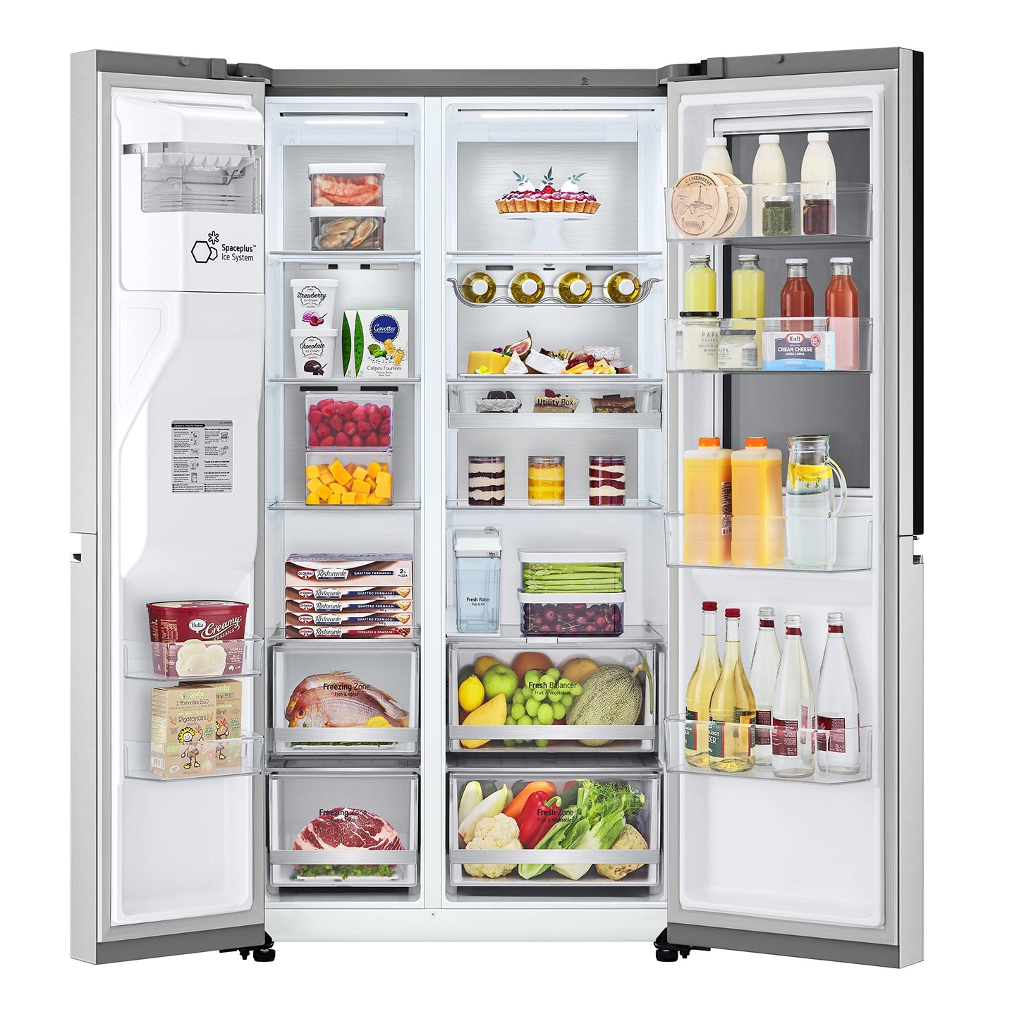 LG GSXE90MBDD Side by Side Kühlschrank mit InstaView Craft Ice | Door in Door | Crushed Ice -und Wasserspender EEK: Klasse D | 628 Liter Kapazität | Festwasseranschluss | Total No Frost