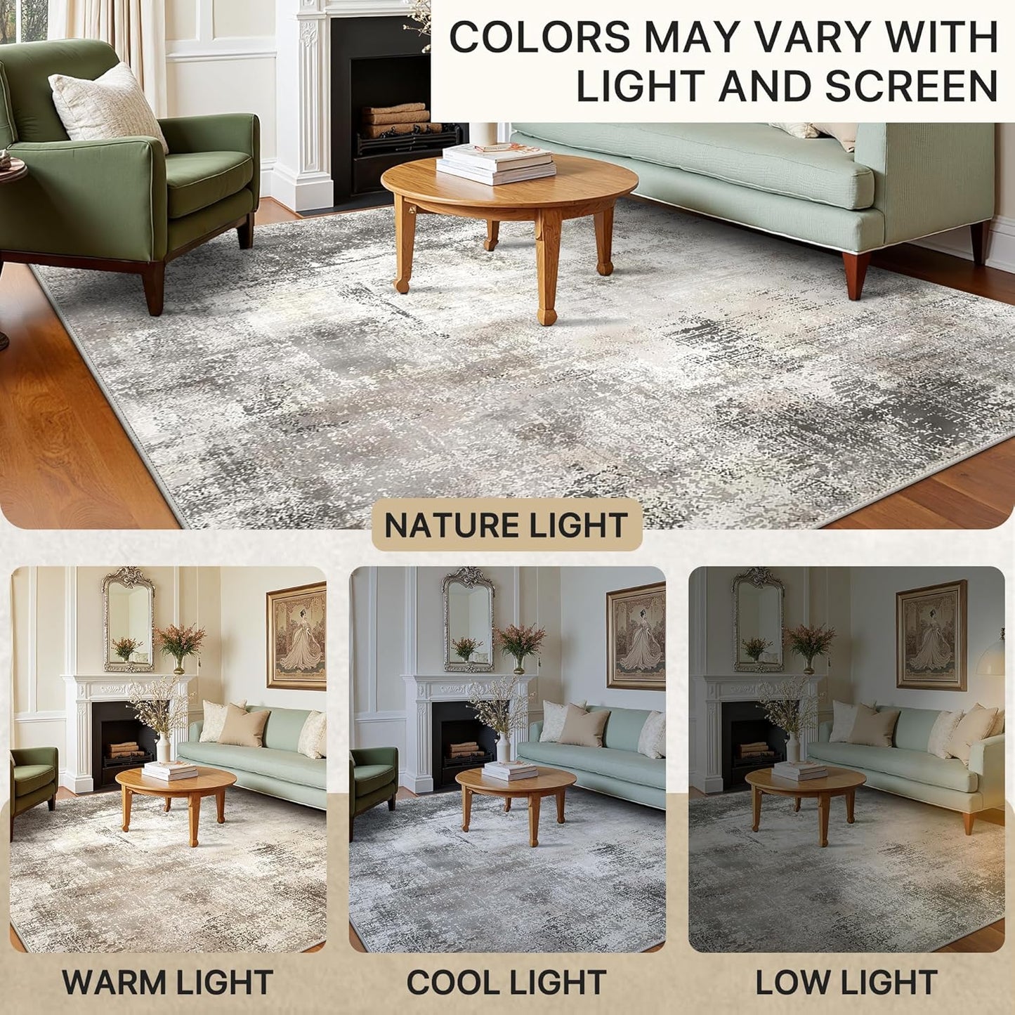 BEIMO Waschbarer Teppich Wohnzimmer, Abstrakt Design Teppich Schlafzimmer Kurzflor, Groß Teppiche rutschfest Weiche für Badezimmer Esszimmer Flur, 120x170cm