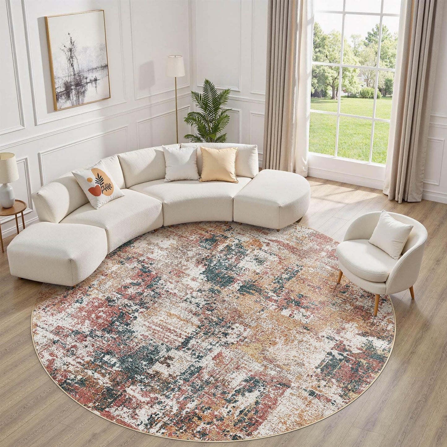 Tortania Washable 5x7 Area Rug for Living Room: Modern Abstract Neutral Large Soft Thin Rugs - Non Slip Indoor Carpet for Bedroom Dining Room Office Nursery Home Floor Decoration - Grey